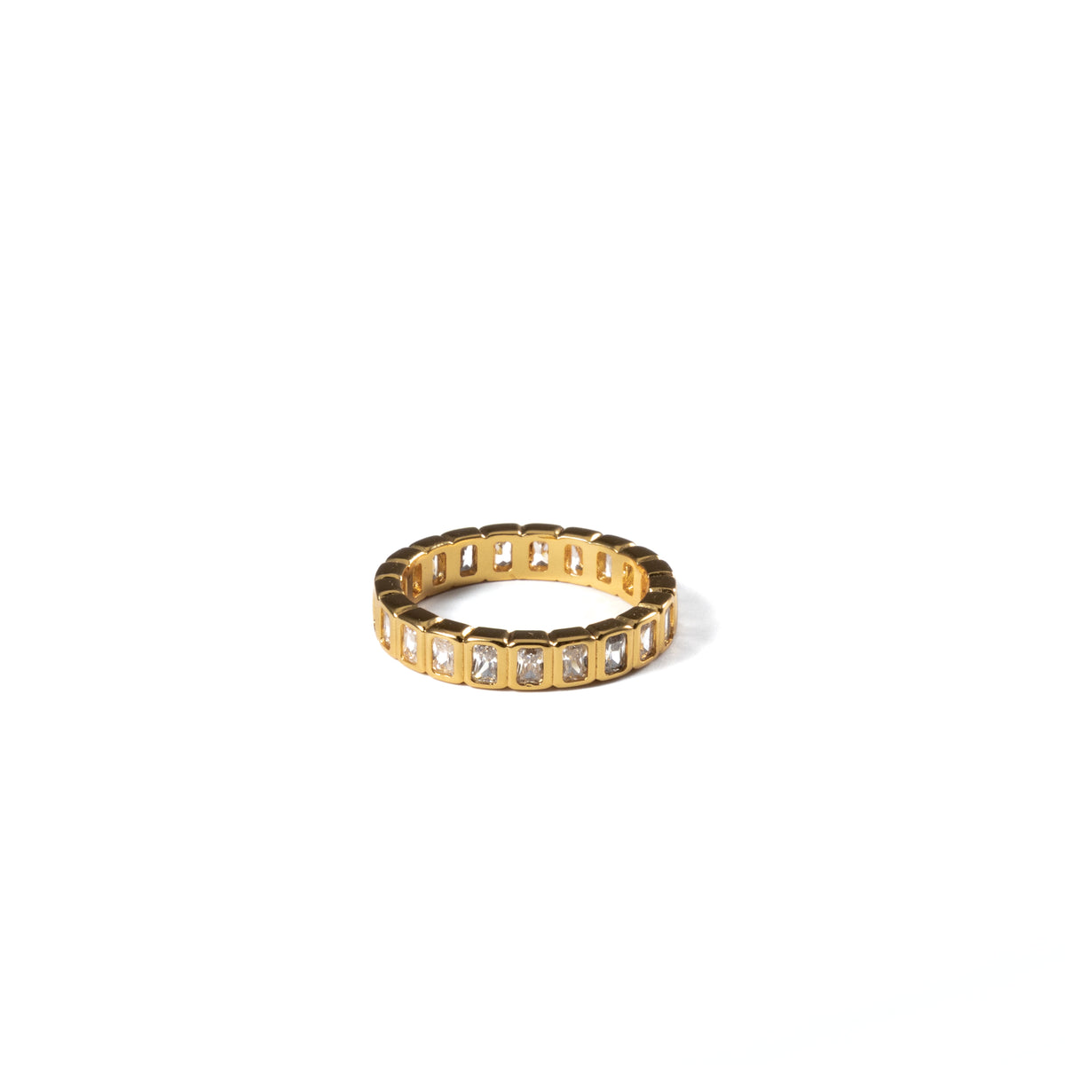 18K Gold Tennis Emerald Cut Ring