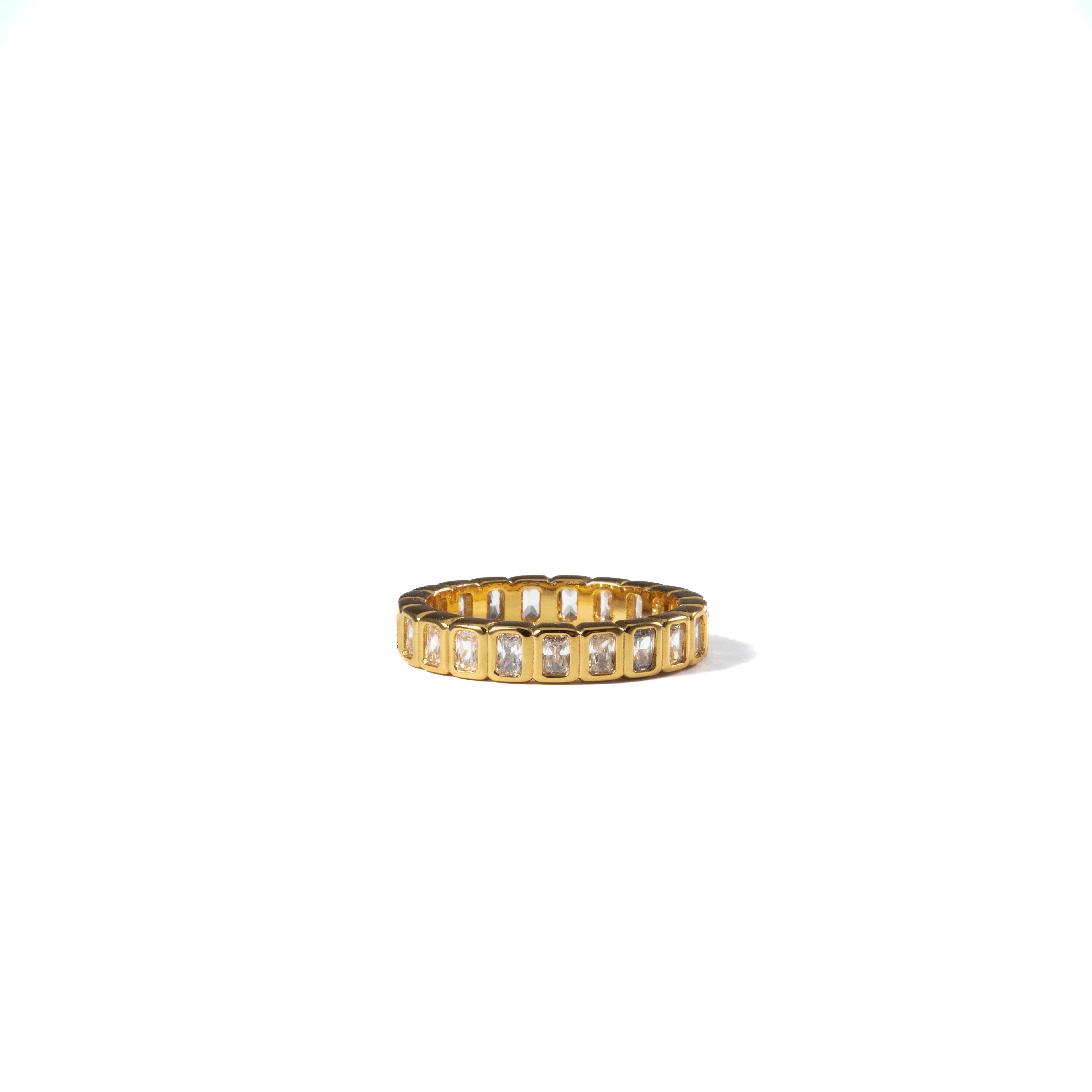 18K Gold Tennis Emerald Cut Ring