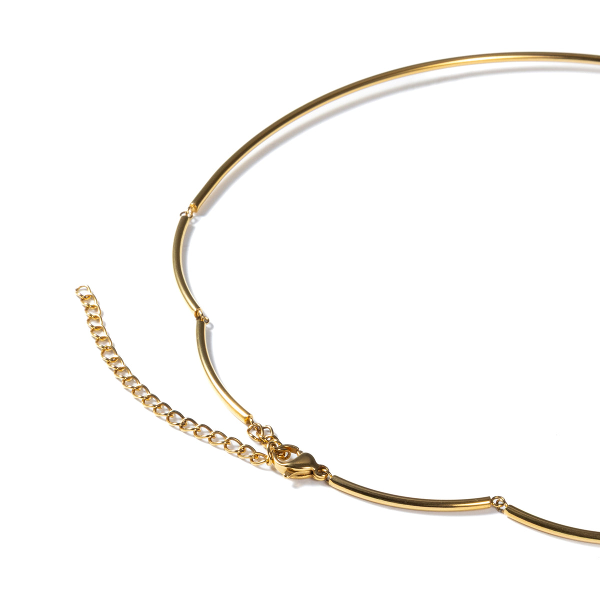 18K Gold Oval Crystal Collar Necklace