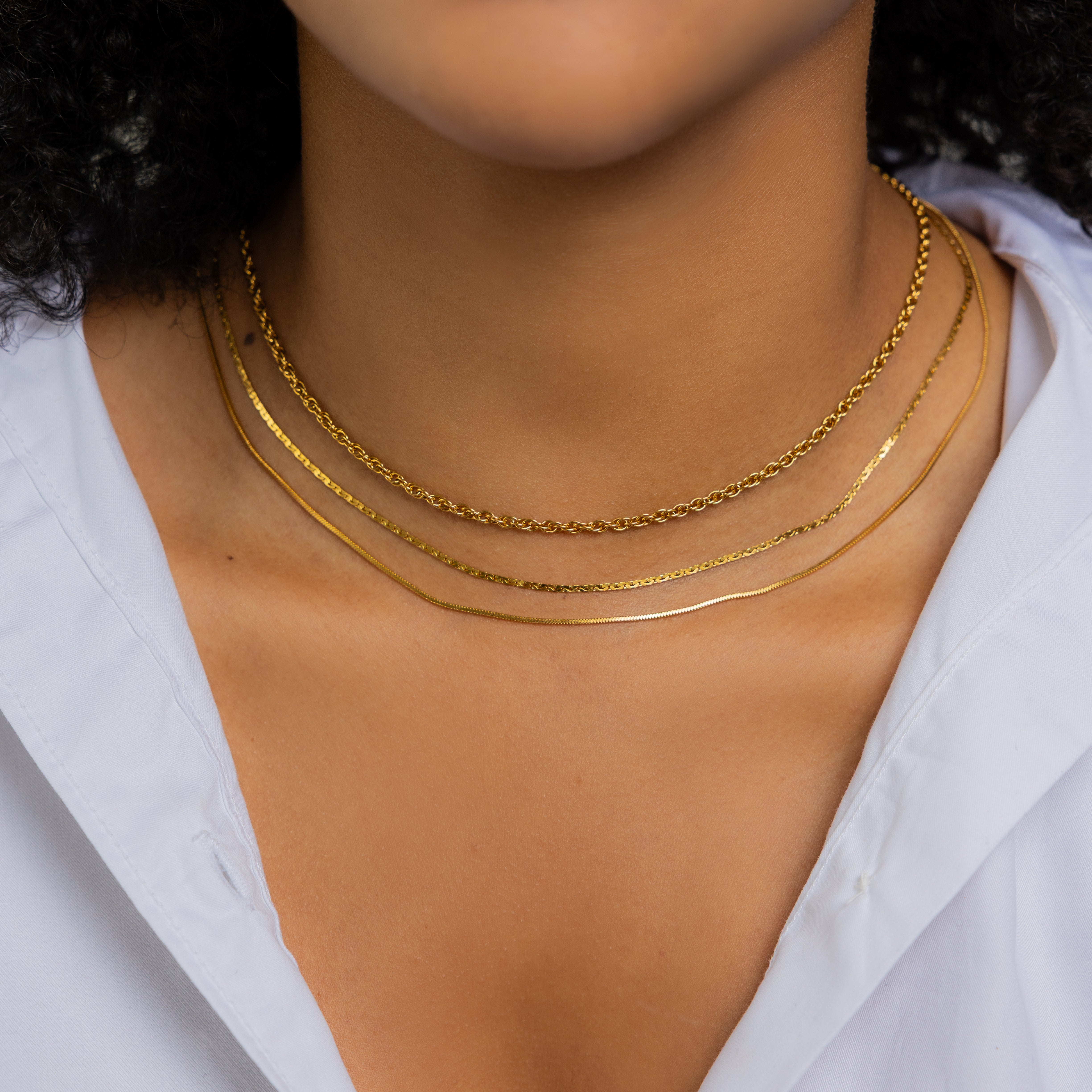 Waterproof Gold 3 in 1 Layer Rope Necklace