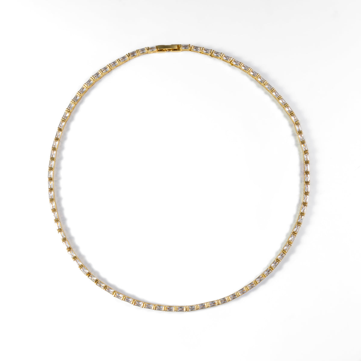 18K Gold Baguette Tennis Necklace