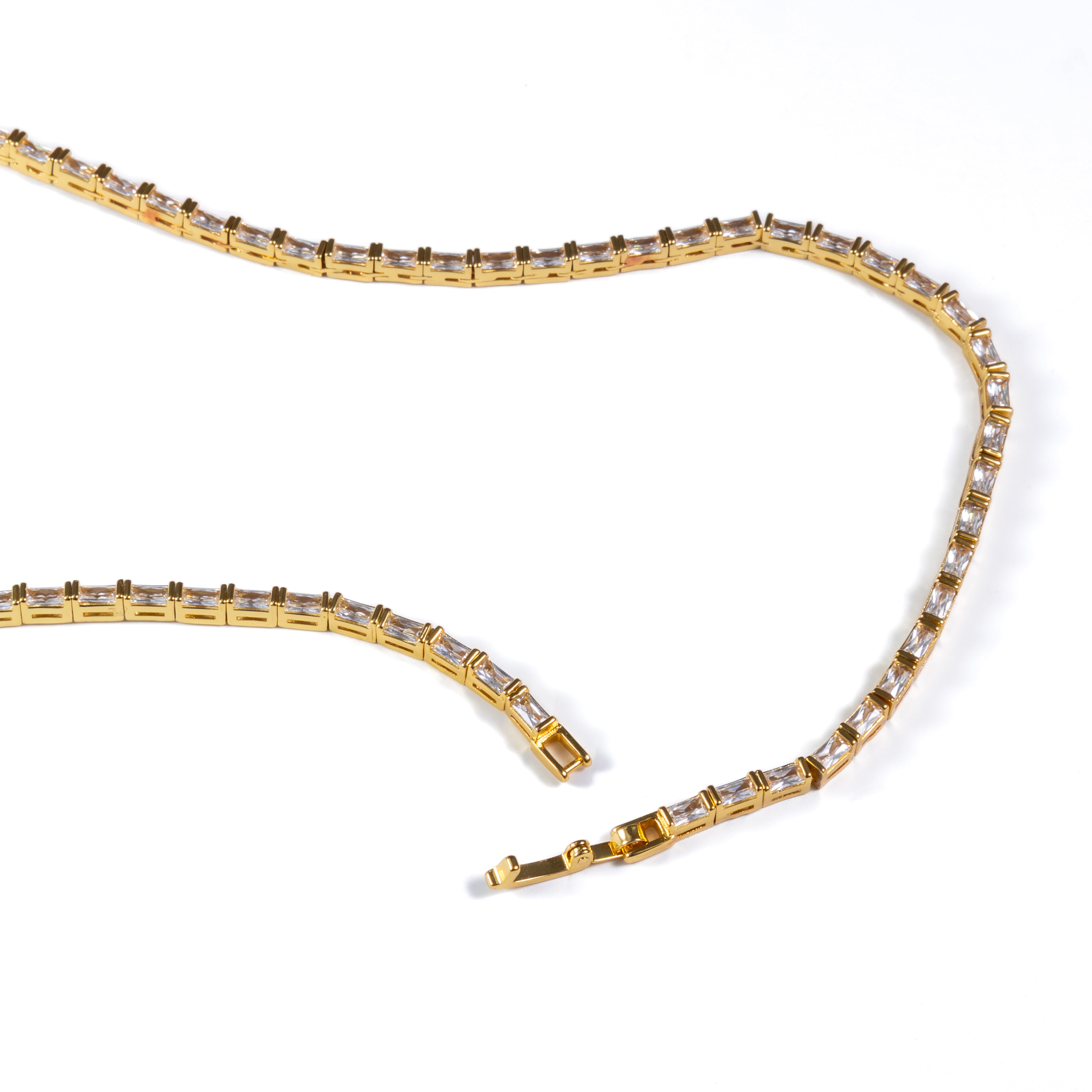 18K Gold Baguette Tennis Necklace