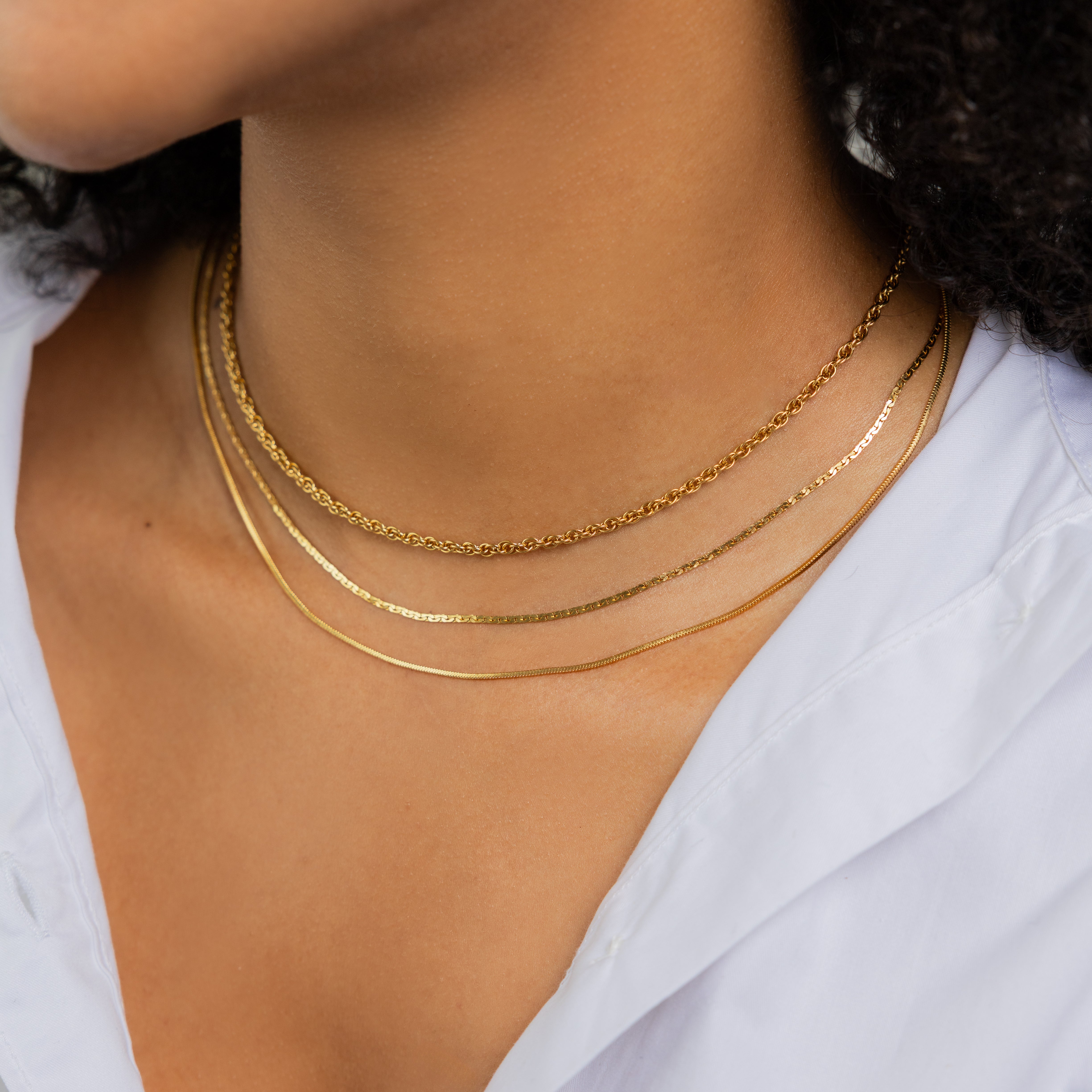 Waterproof Gold 3 in 1 Layer Rope Necklace