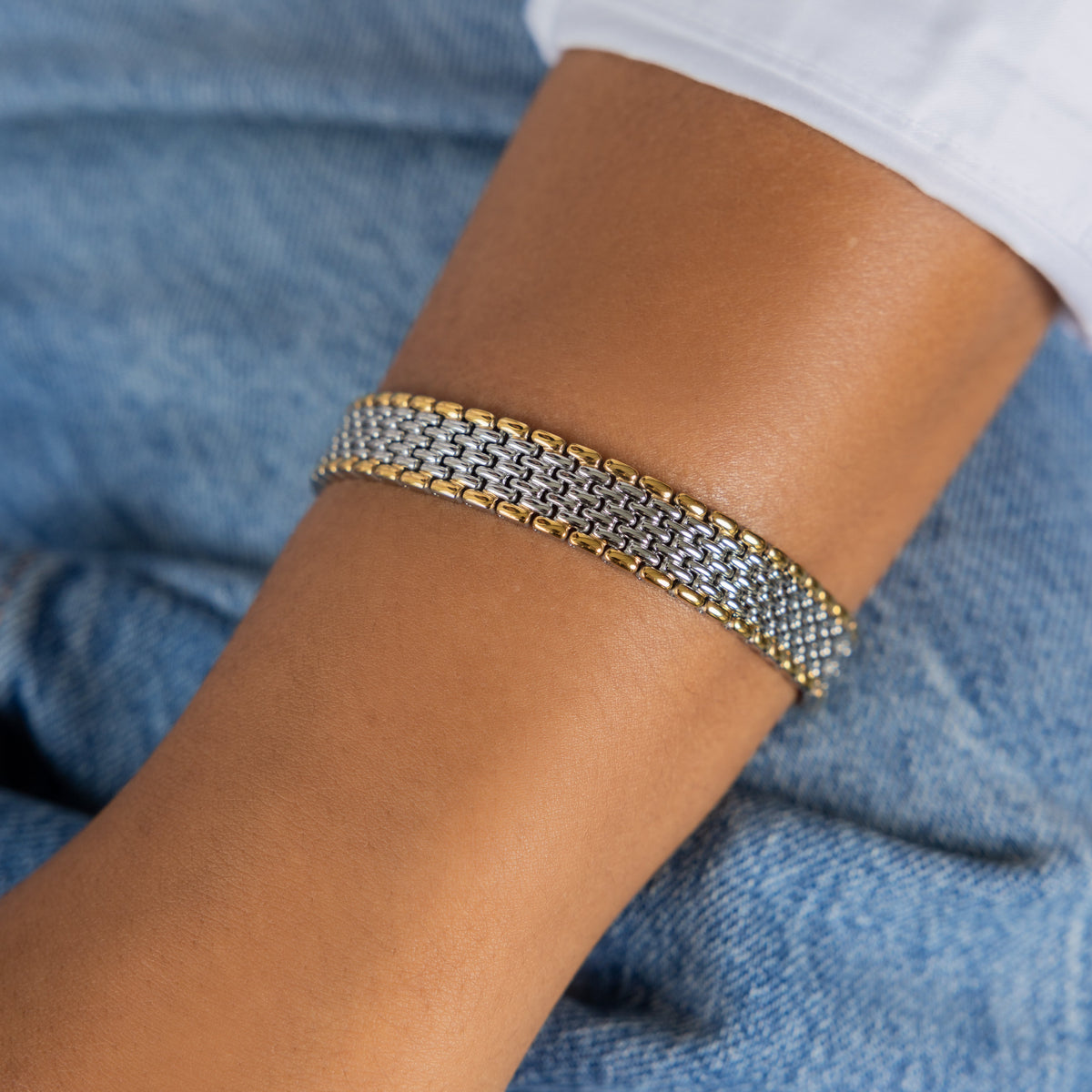 Waterproof Chunky Two-Tone Bracelet