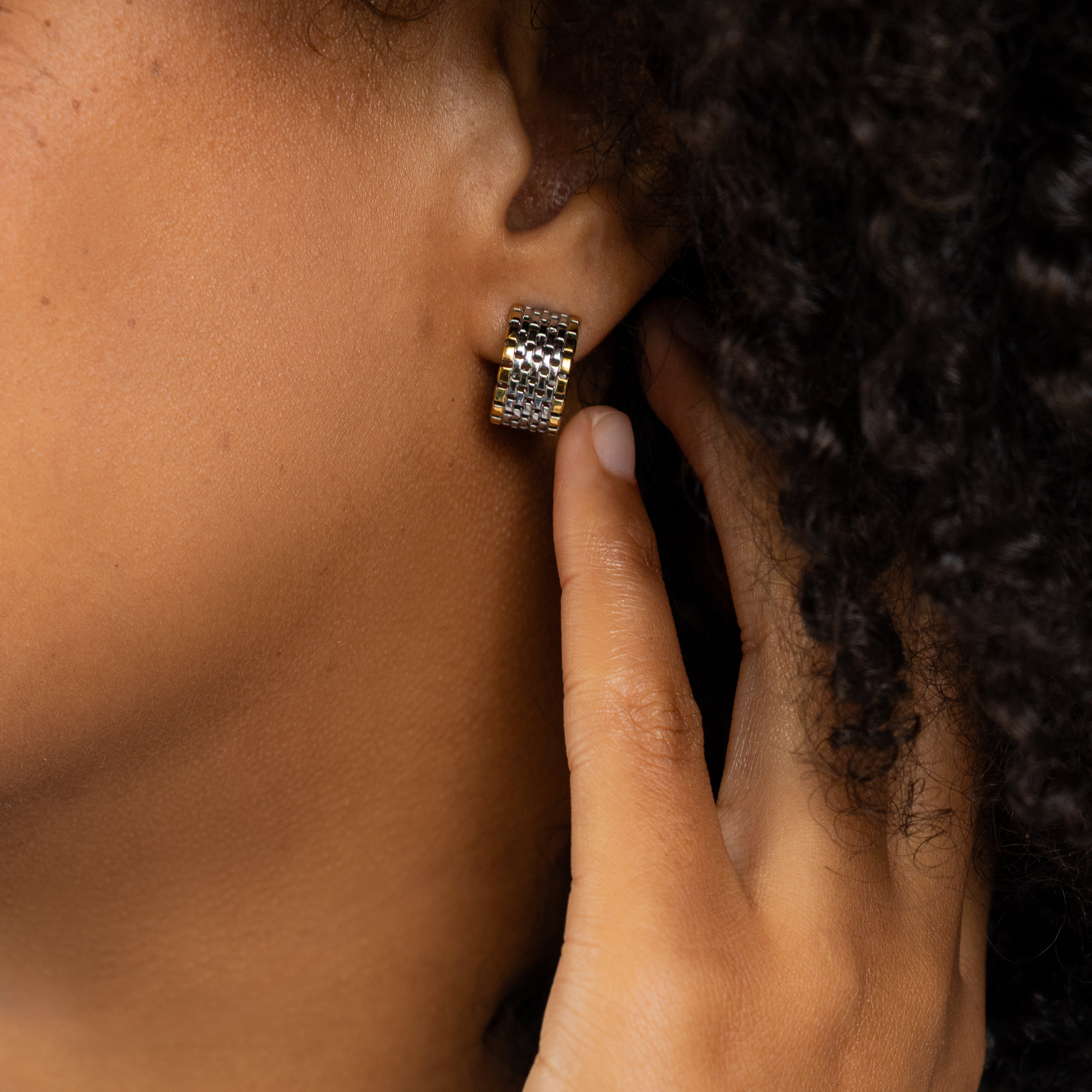 Waterproof Two‑Tone Watch Hoops