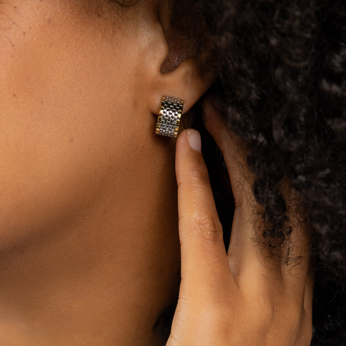 Waterproof Two‑Tone Watch Hoops