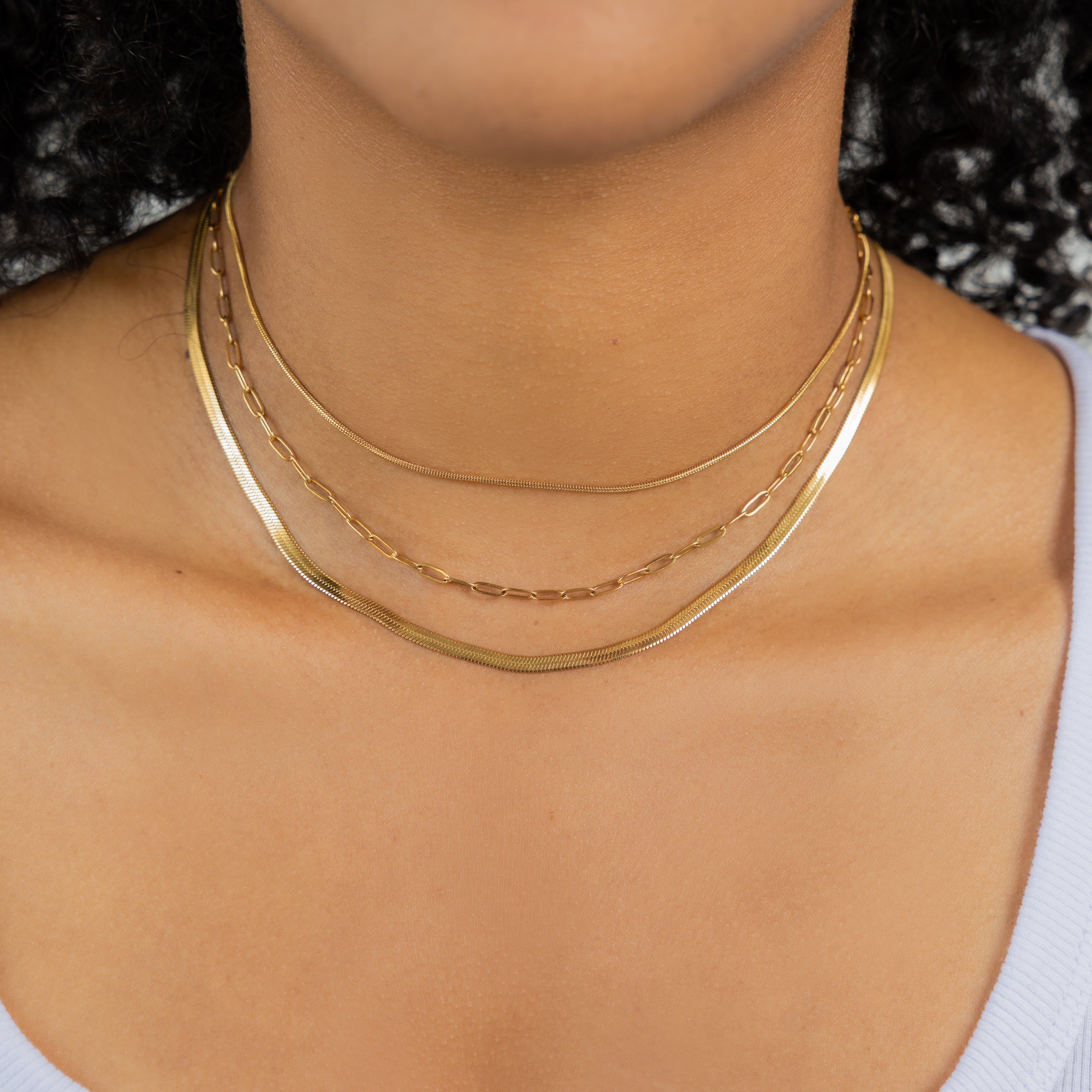 Waterproof Gold 3 in 1 Paperclip Necklace
