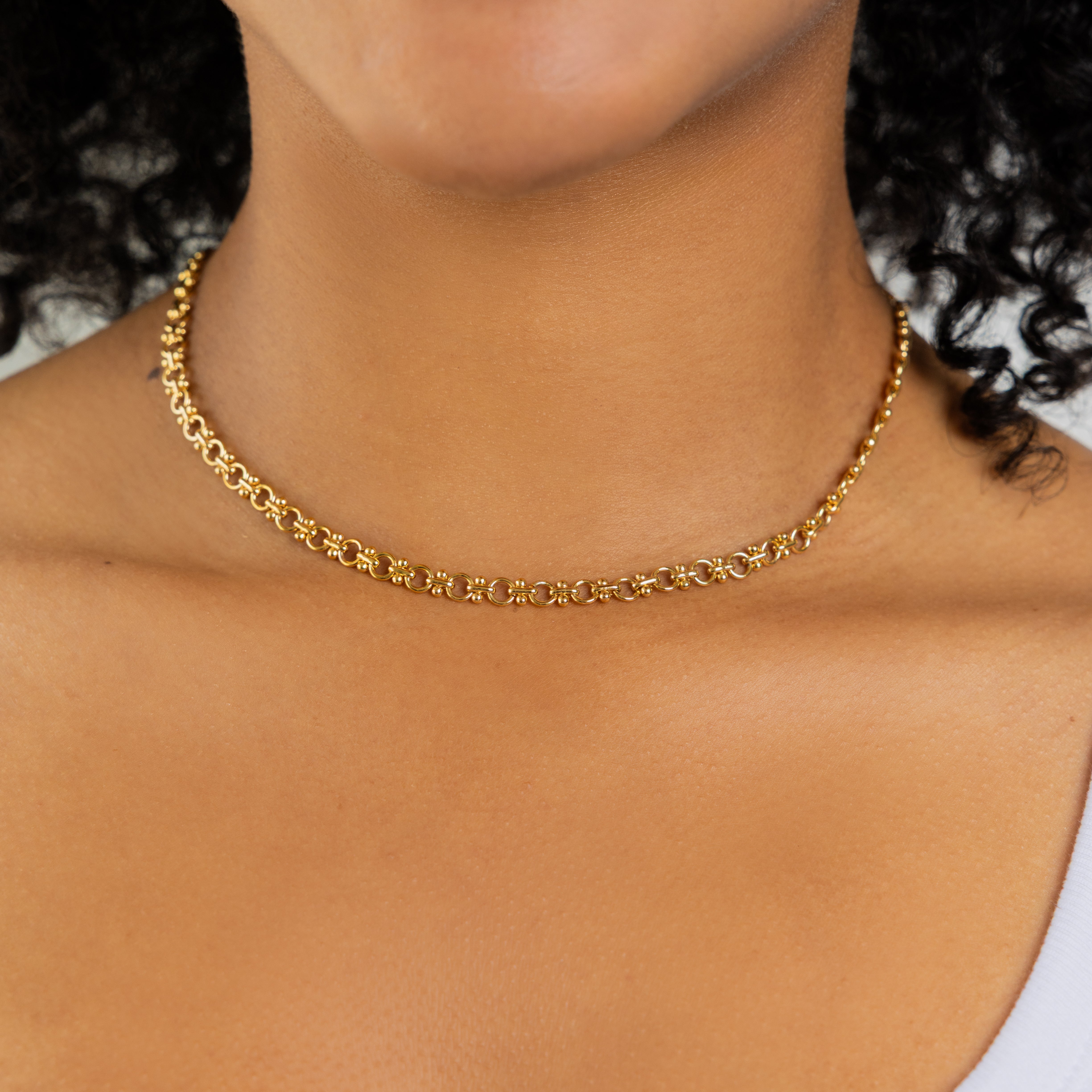 18K Gold Circle Link Necklace