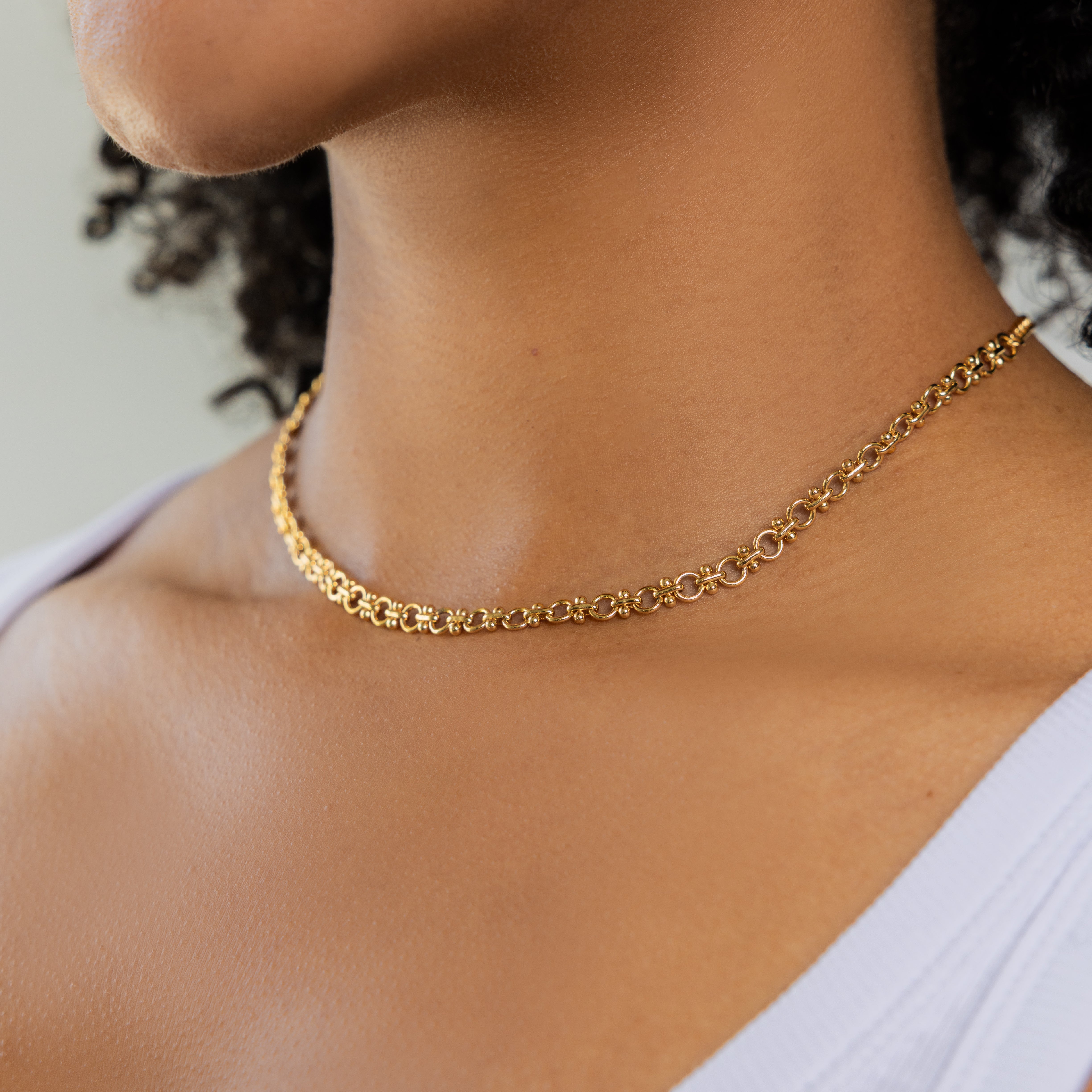 18K Gold Circle Link Necklace