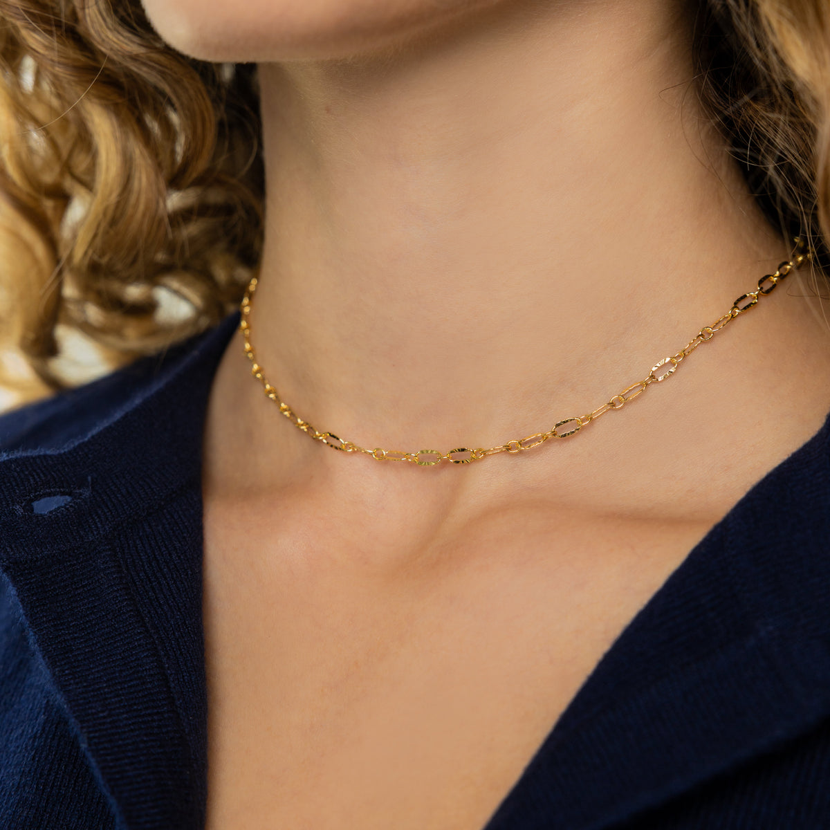 18K Gold Modern Paperclip Necklace