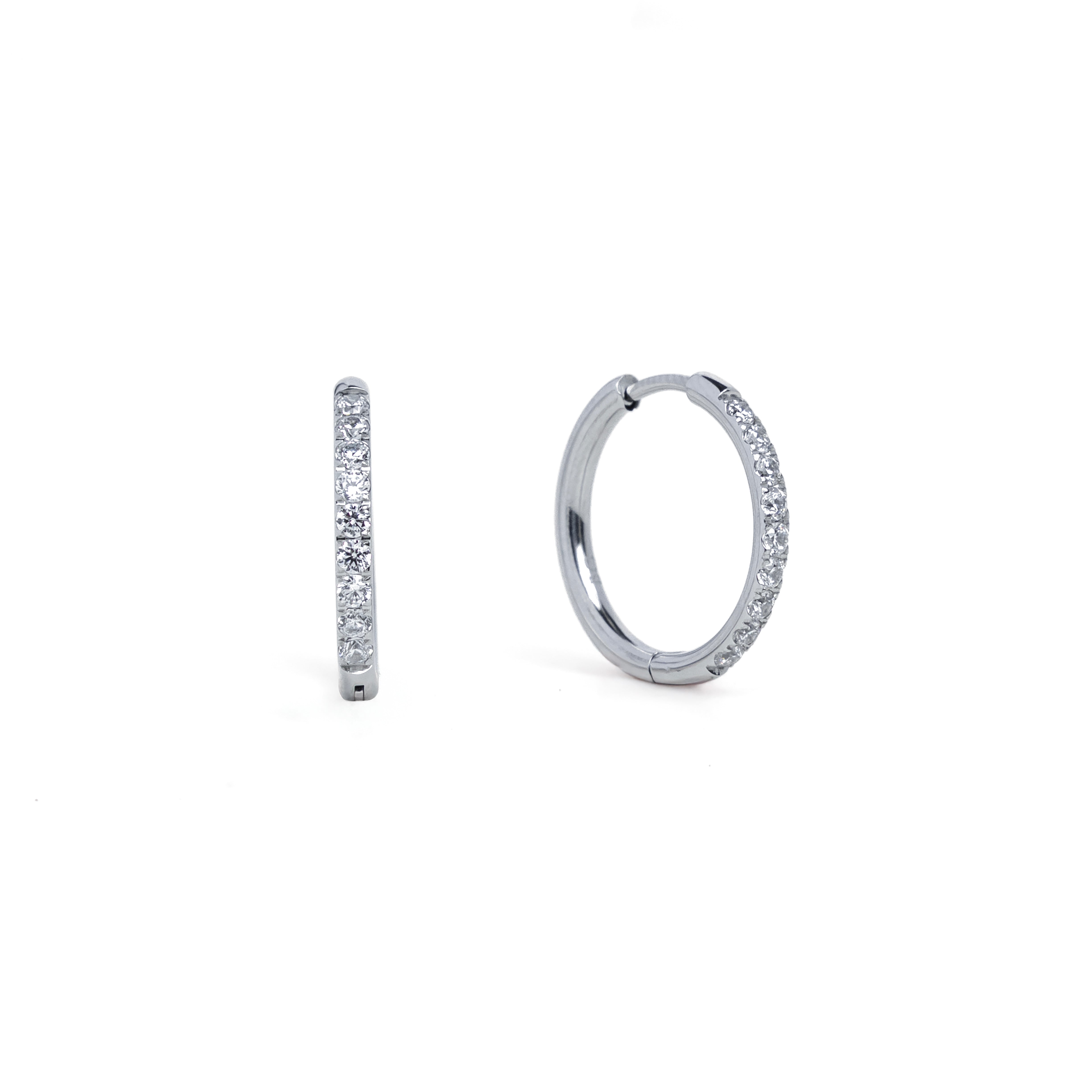 18mm Silver Diamond Hoops