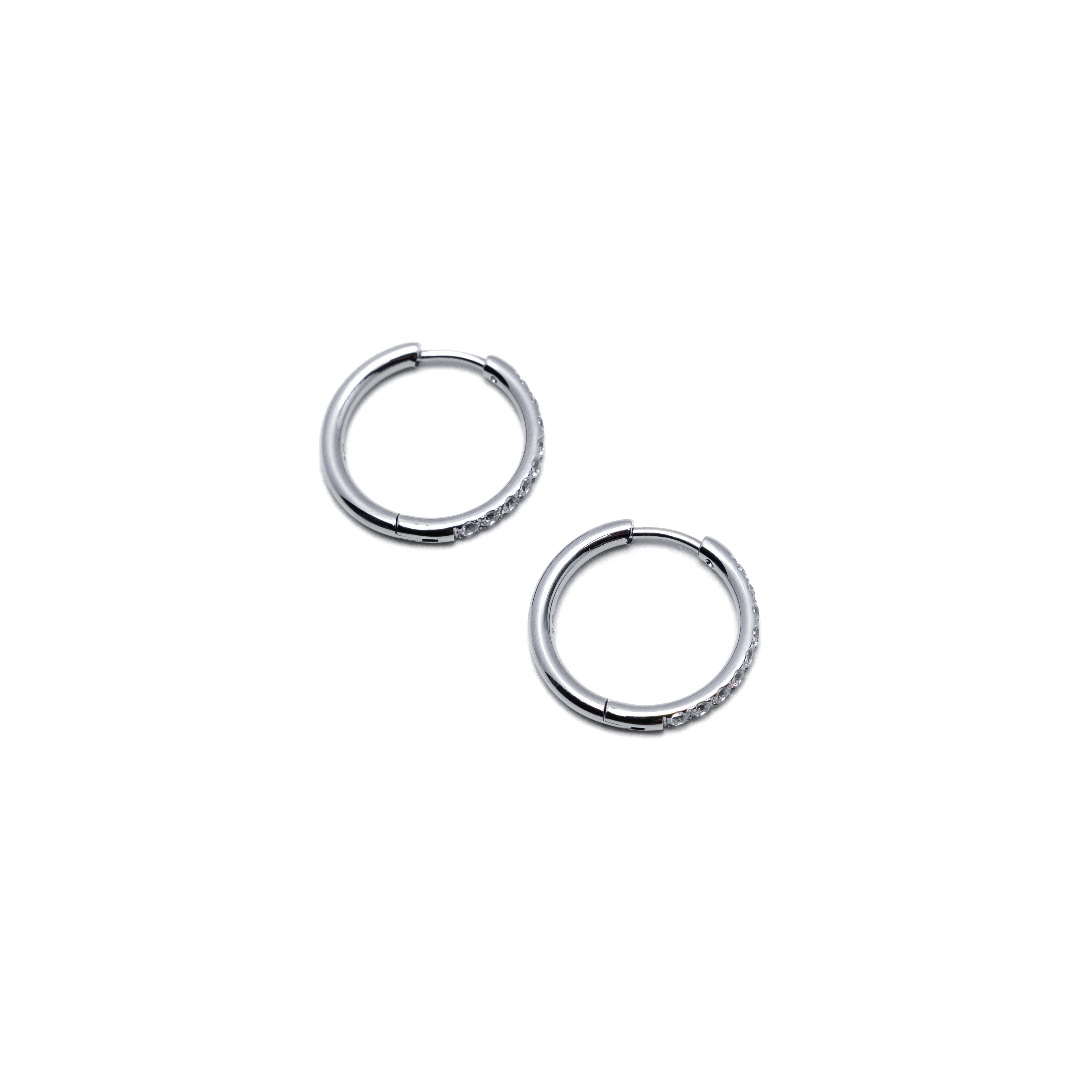 18mm Silver Diamond Hoops