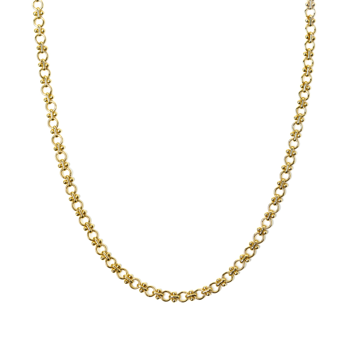 18K Gold Circle Link Necklace