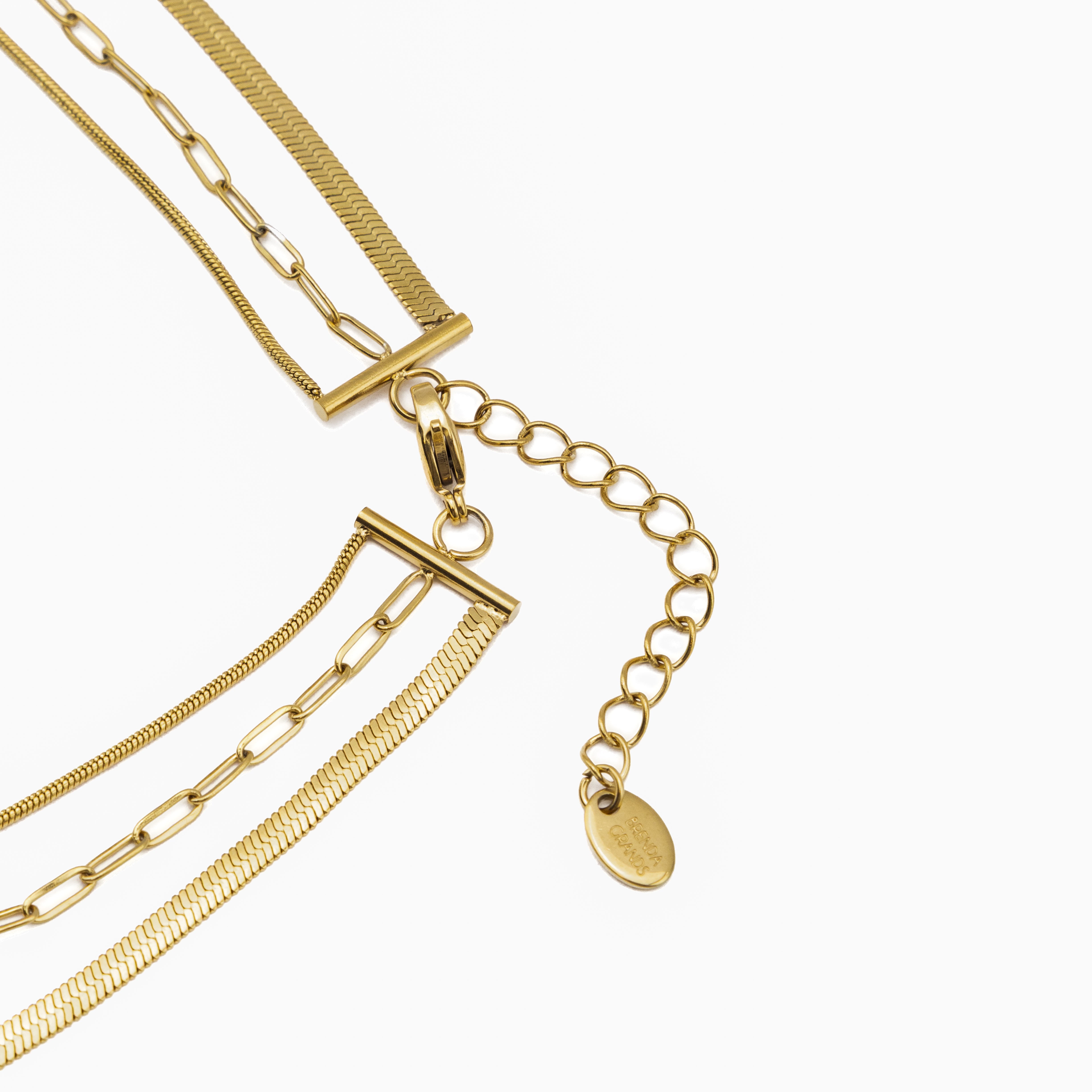 Waterproof Gold 3 in 1 Paperclip Necklace