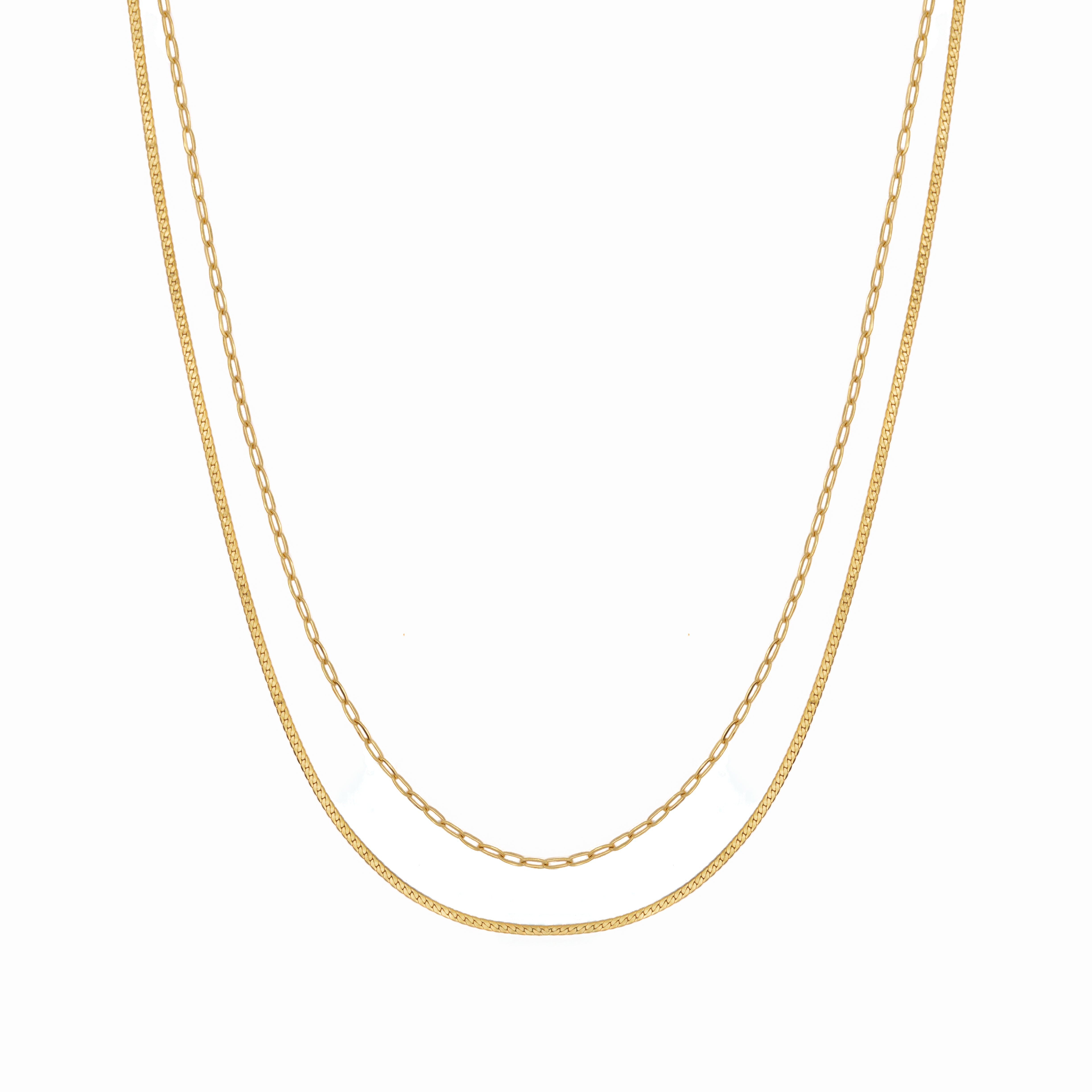 Waterproof Gold Double Layer Paperclip Necklace