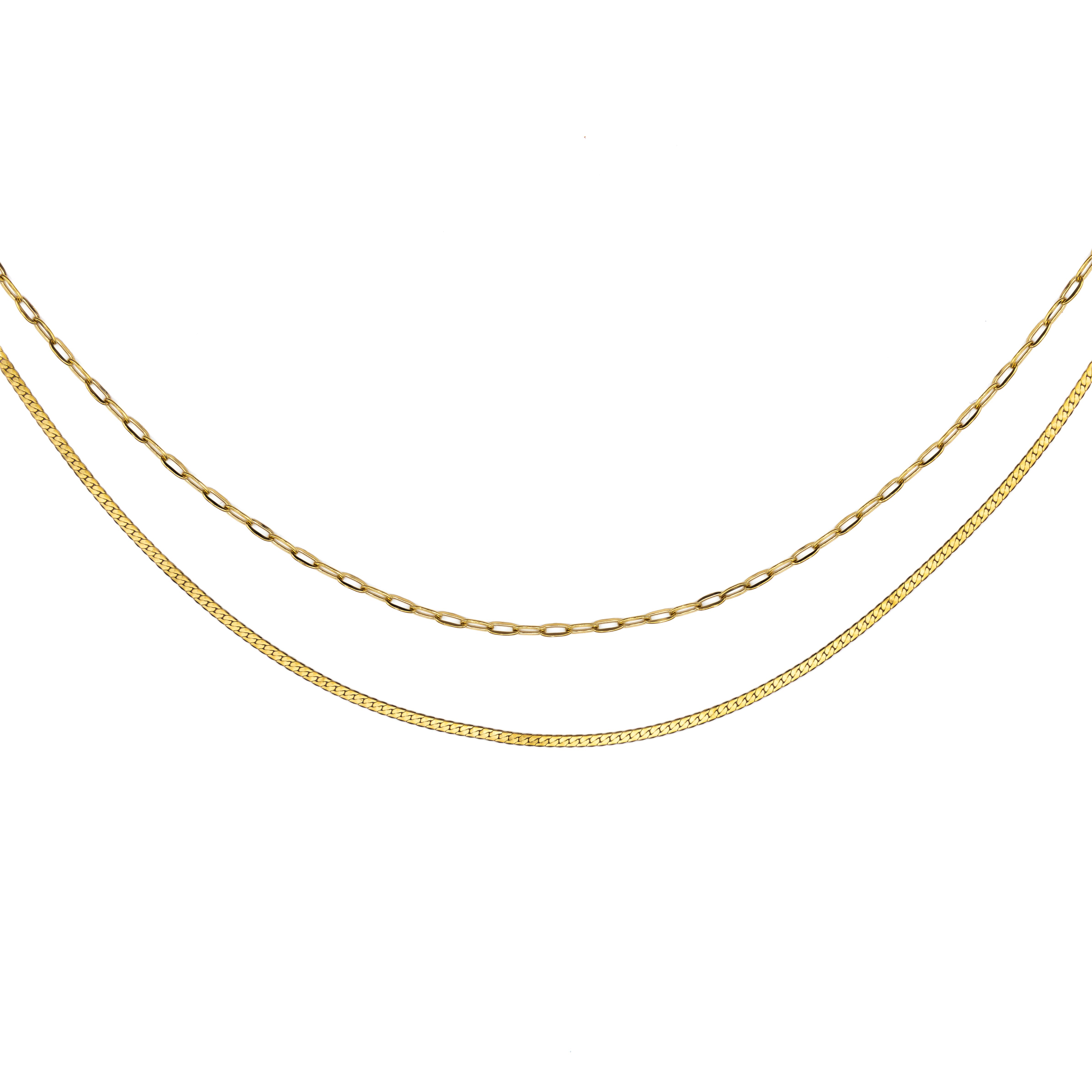 Waterproof Gold Double Layer Paperclip Necklace