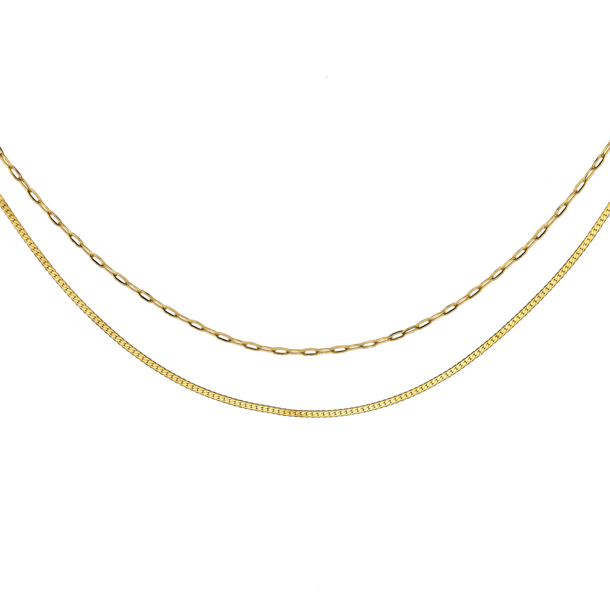 Waterproof Gold Double Layer Paperclip Necklace