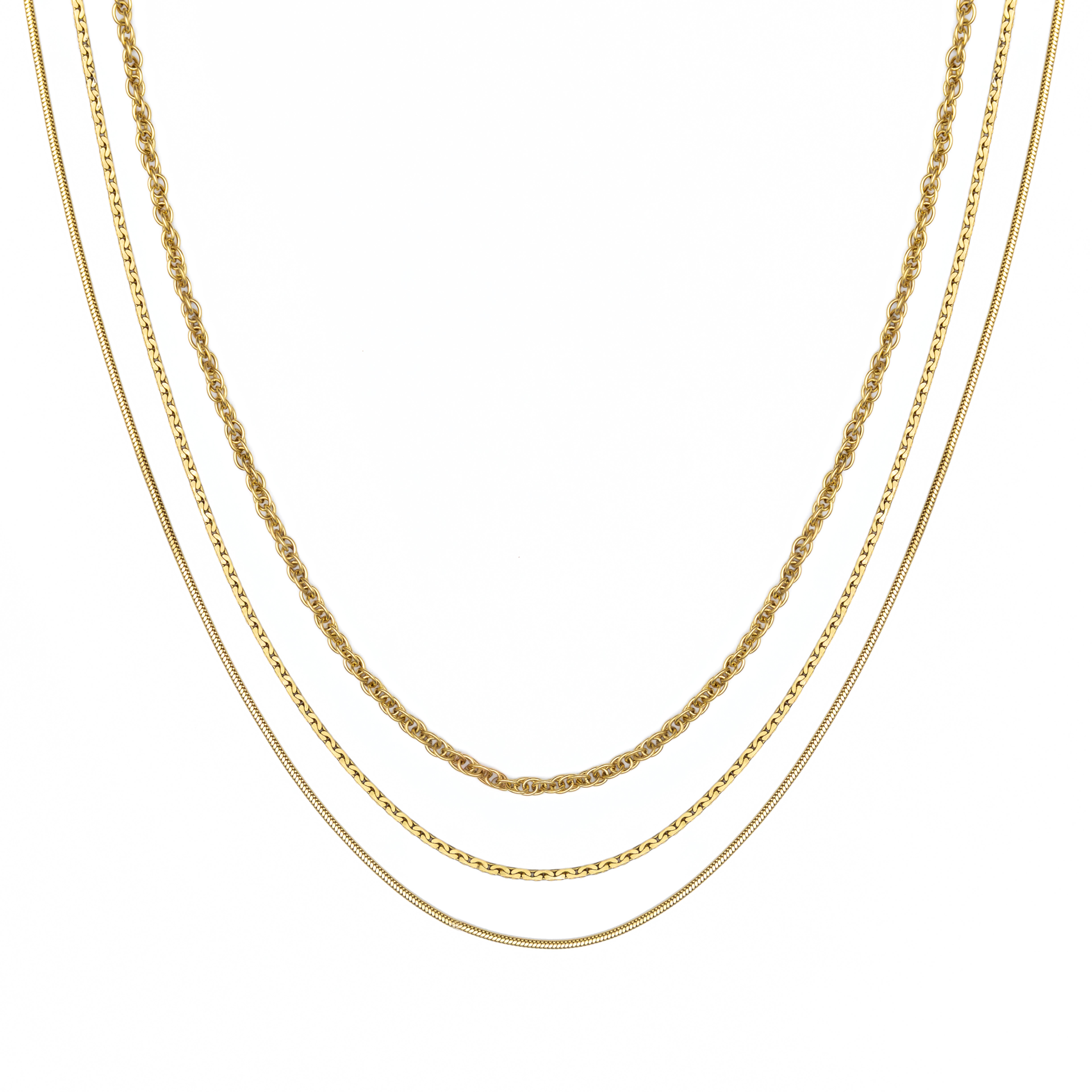 Waterproof Gold 3 in 1 Layer Rope Necklace