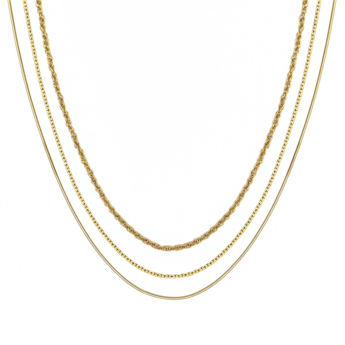 Waterproof Gold 3 in 1 Layer Rope Necklace