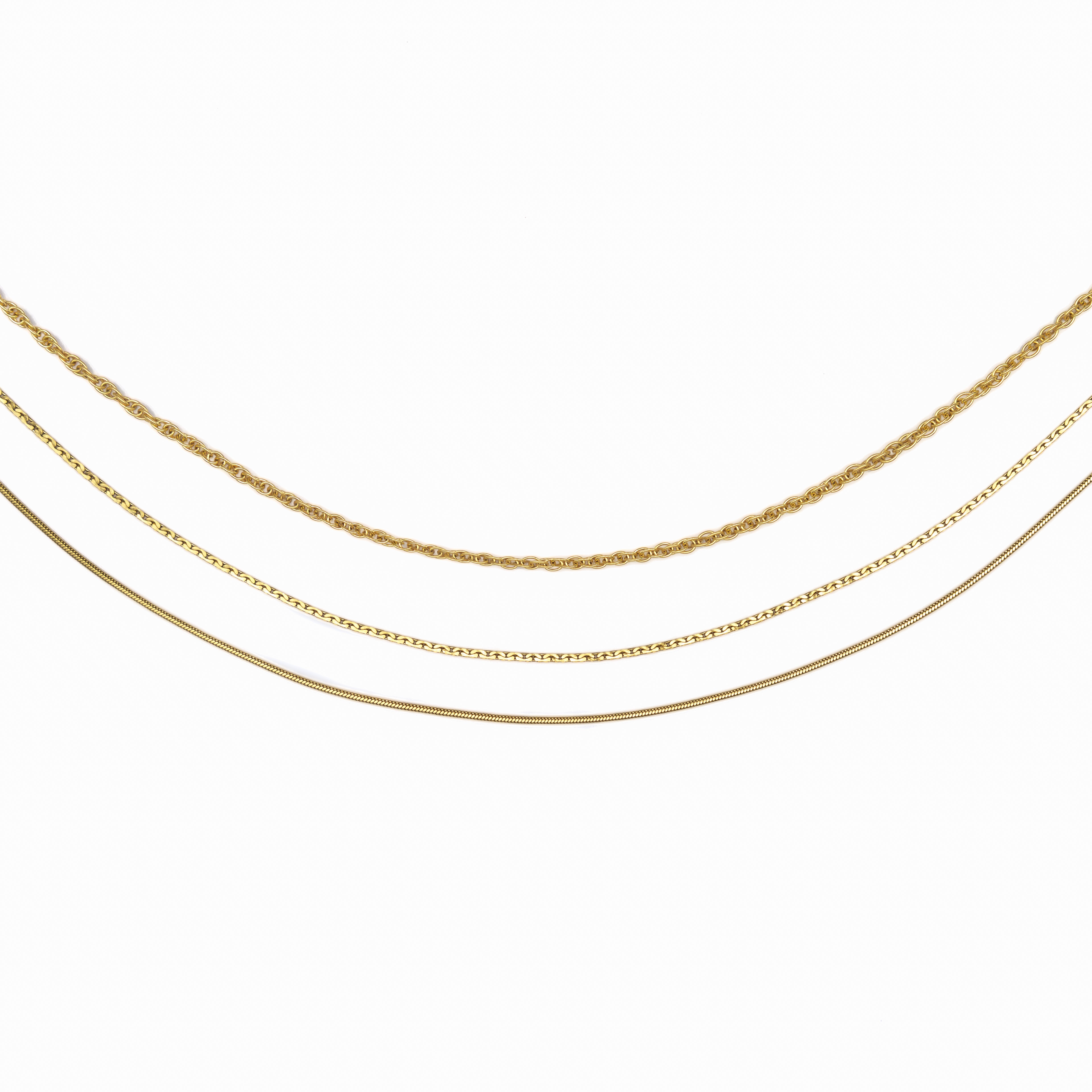 Waterproof Gold 3 in 1 Layer Rope Necklace