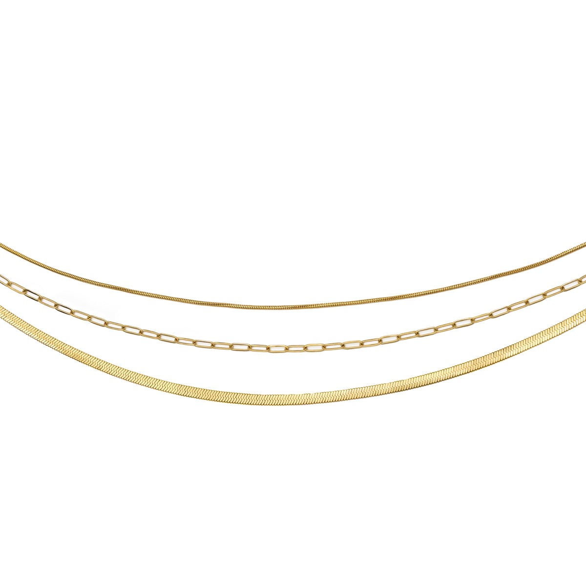Waterproof Gold 3 in 1 Paperclip Necklace