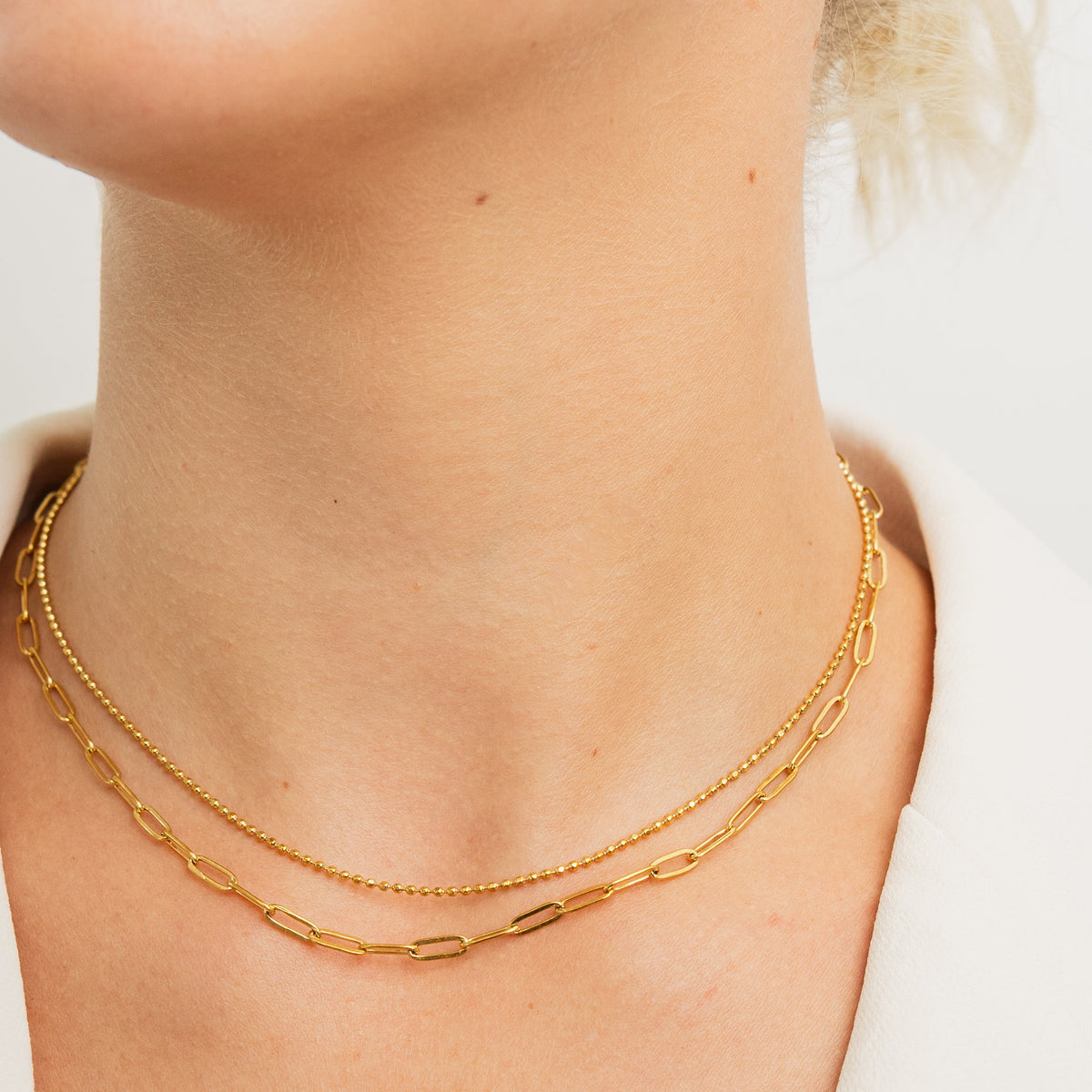Waterproof Gold Paperclip Layered Choker