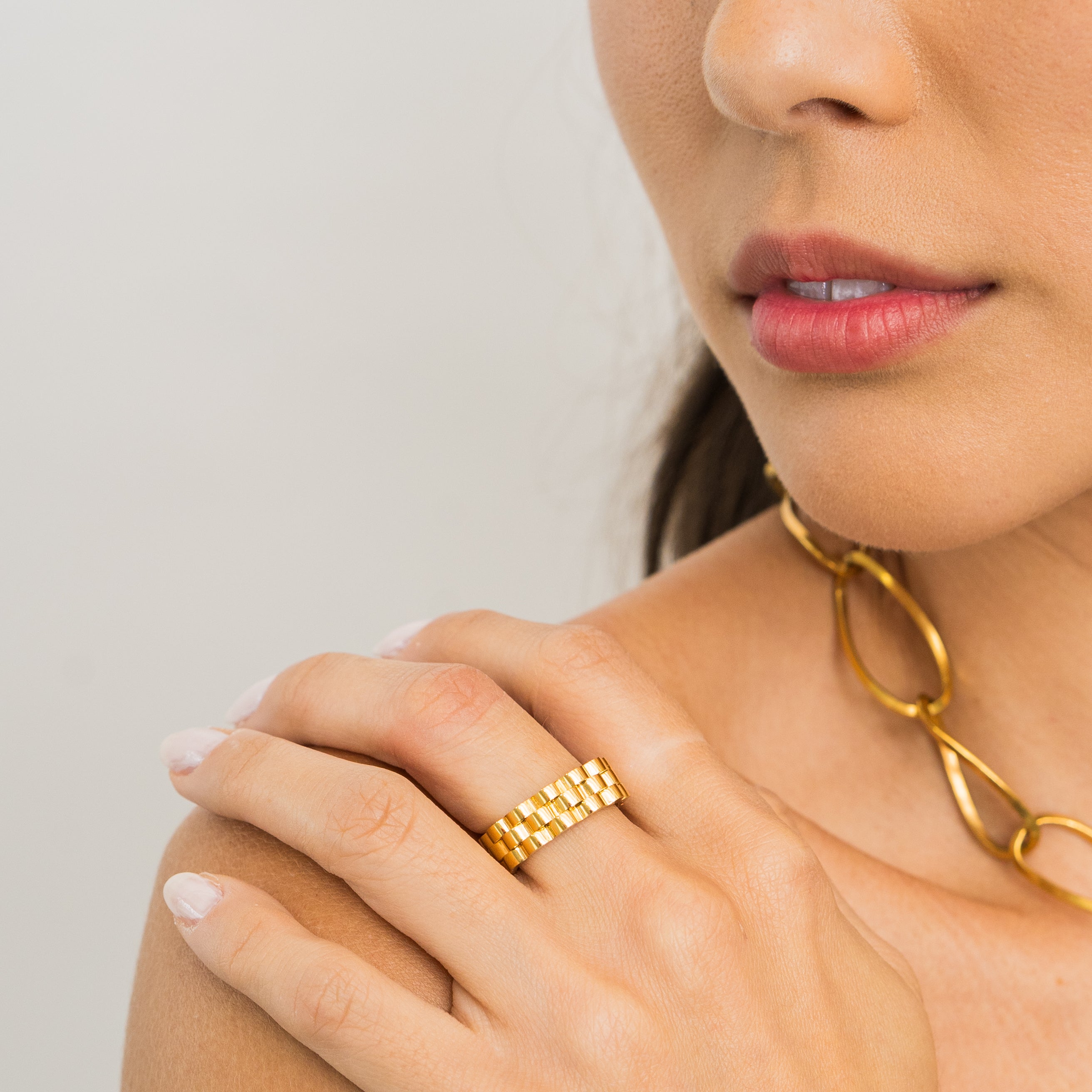 Waterproof Gold Statement Watch Ring