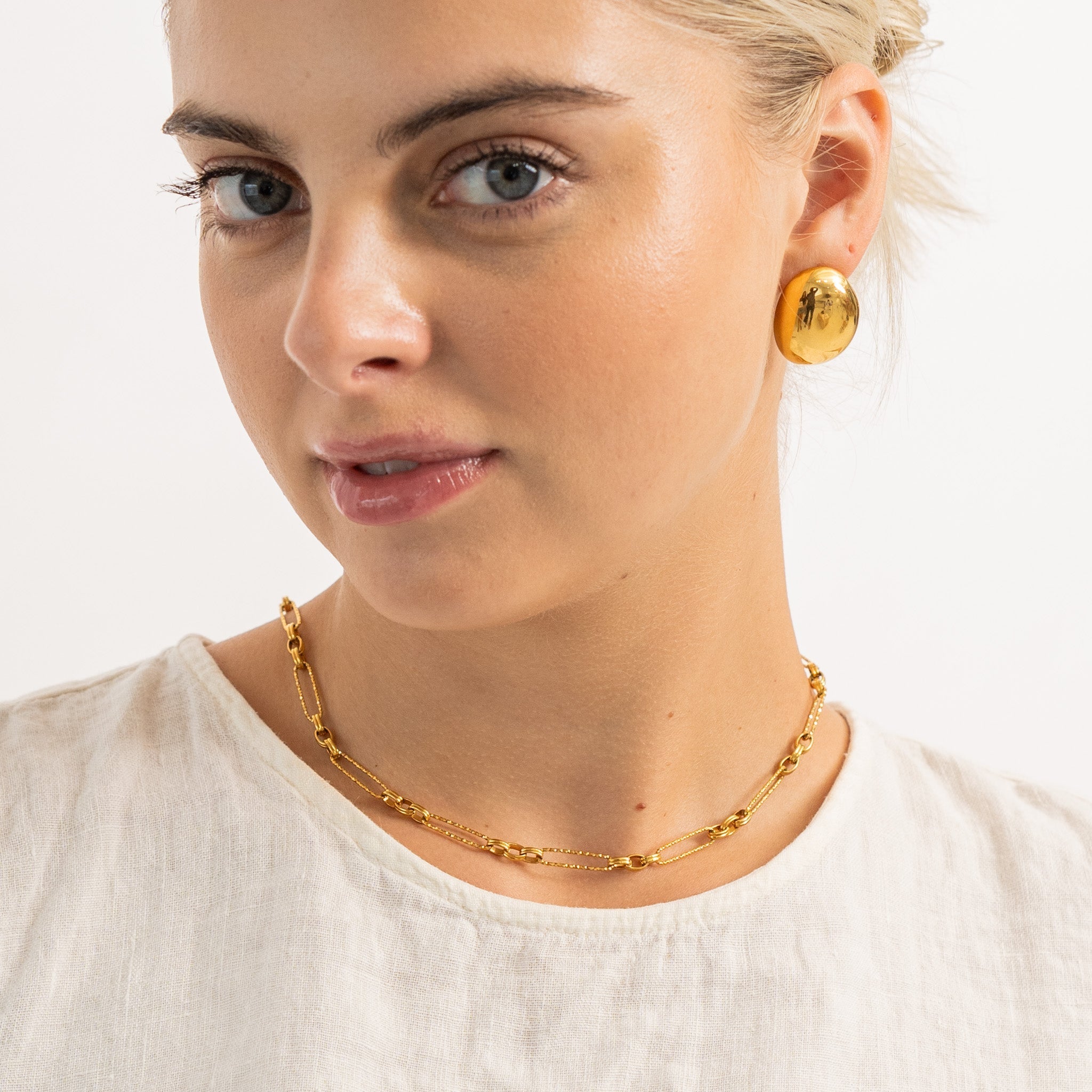 Waterproof Gold Statement Dome Earrings