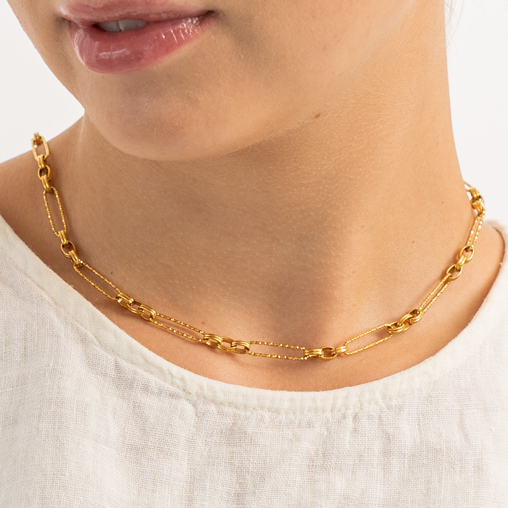 Waterproof Gold Modern Paperclip Chain Necklace