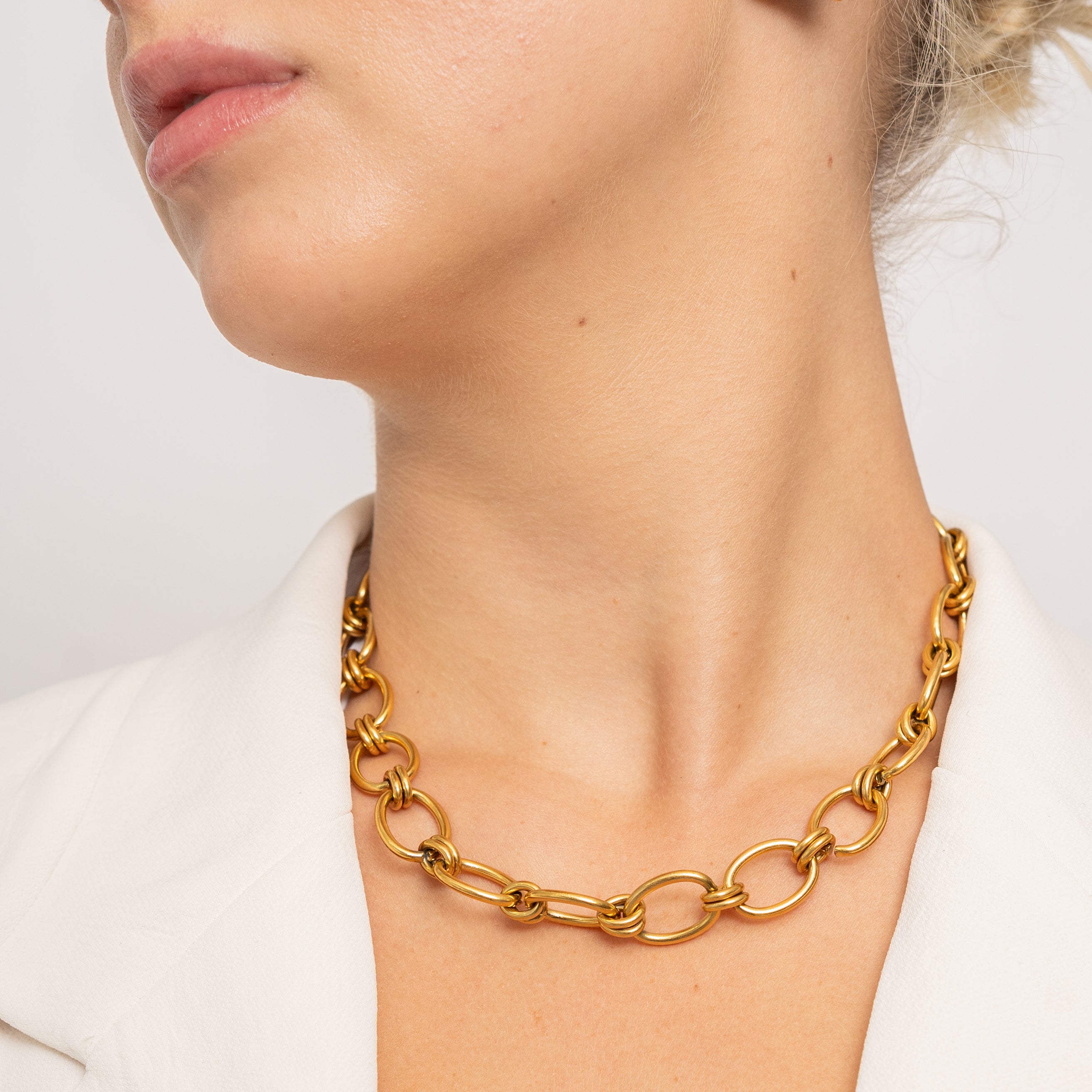 Waterproof Gold Chunky Oval Necklace