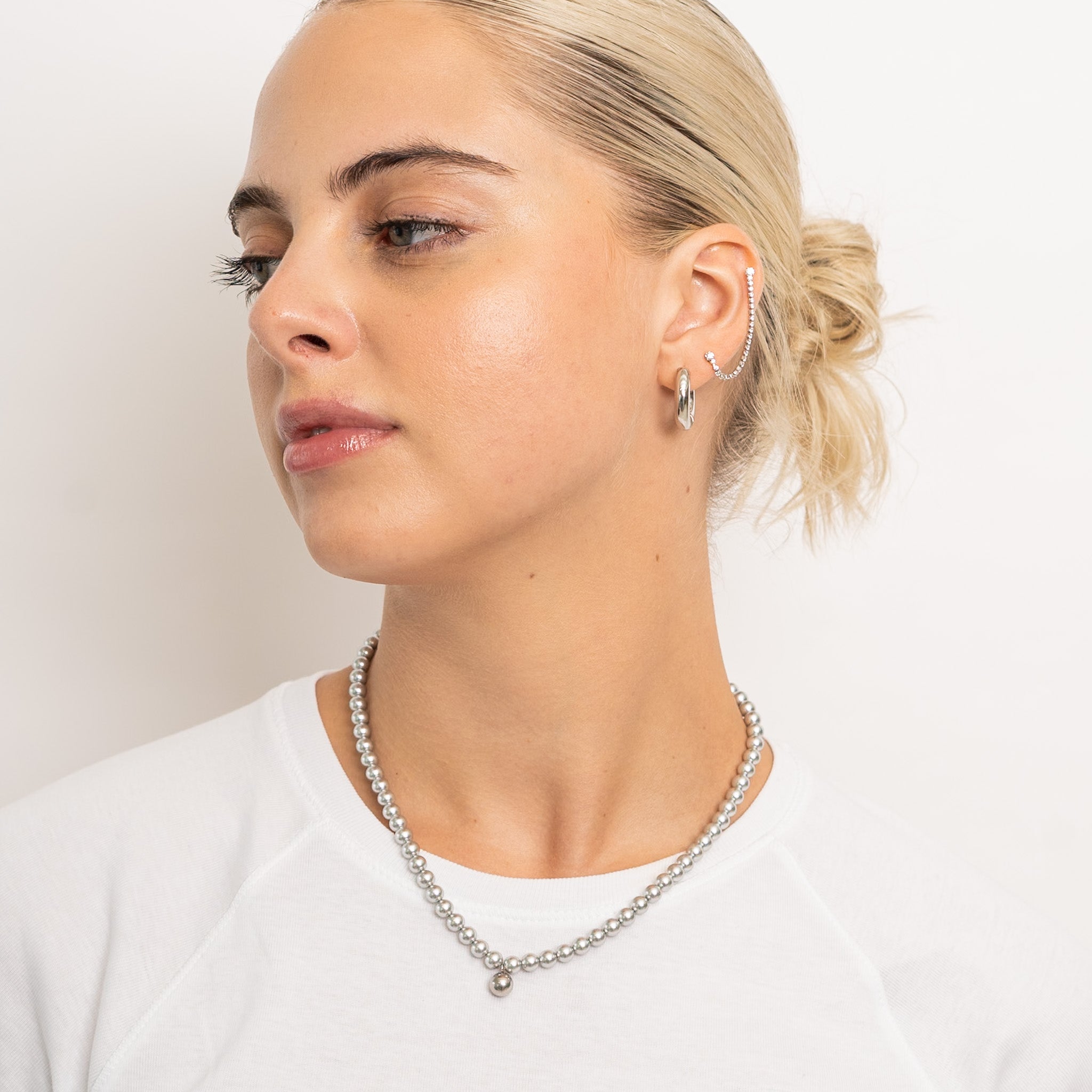 Waterproof Silver Pearls Necklace