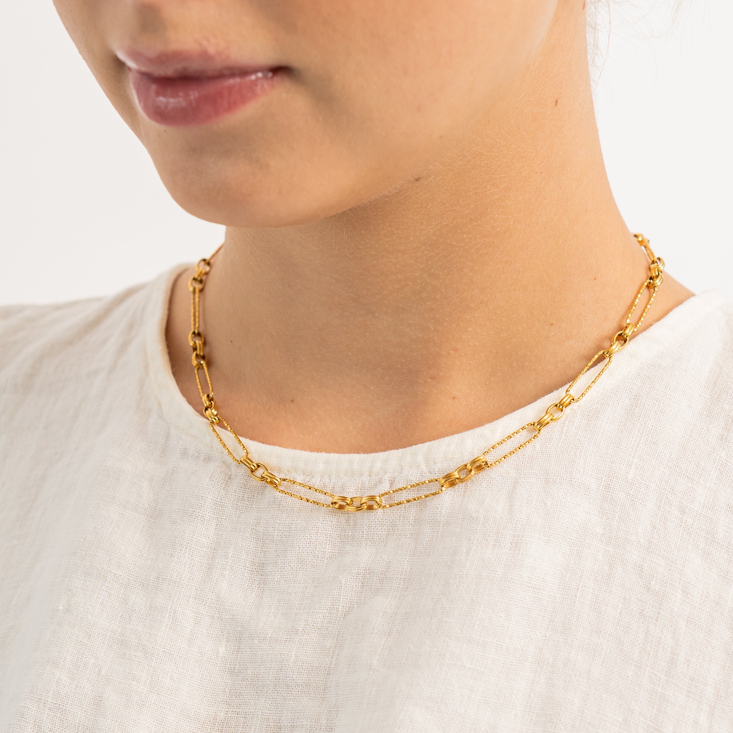 Waterproof Gold Modern Paperclip Chain Necklace