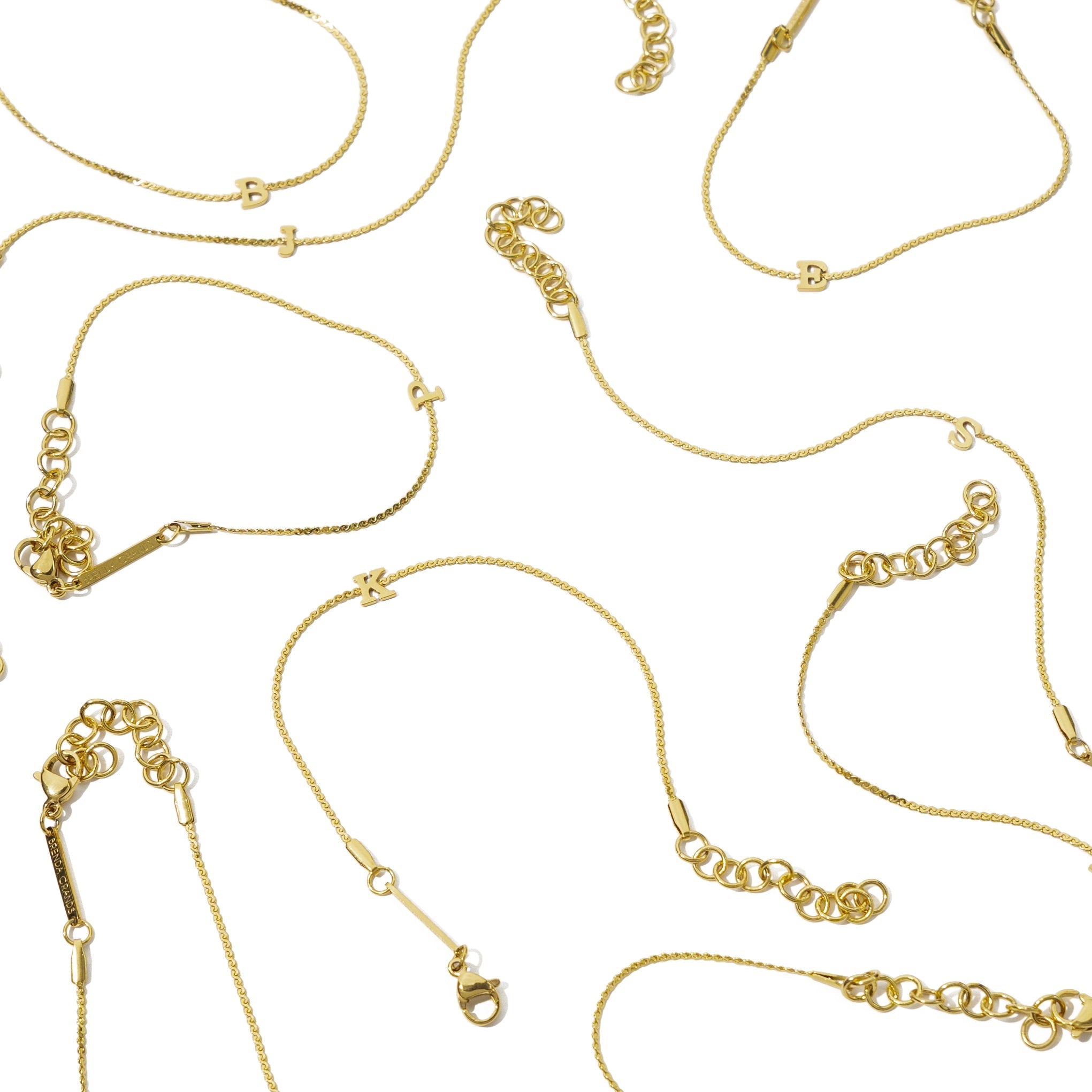 Waterproof Gold Dainty Initial Bracelet - Set of 16