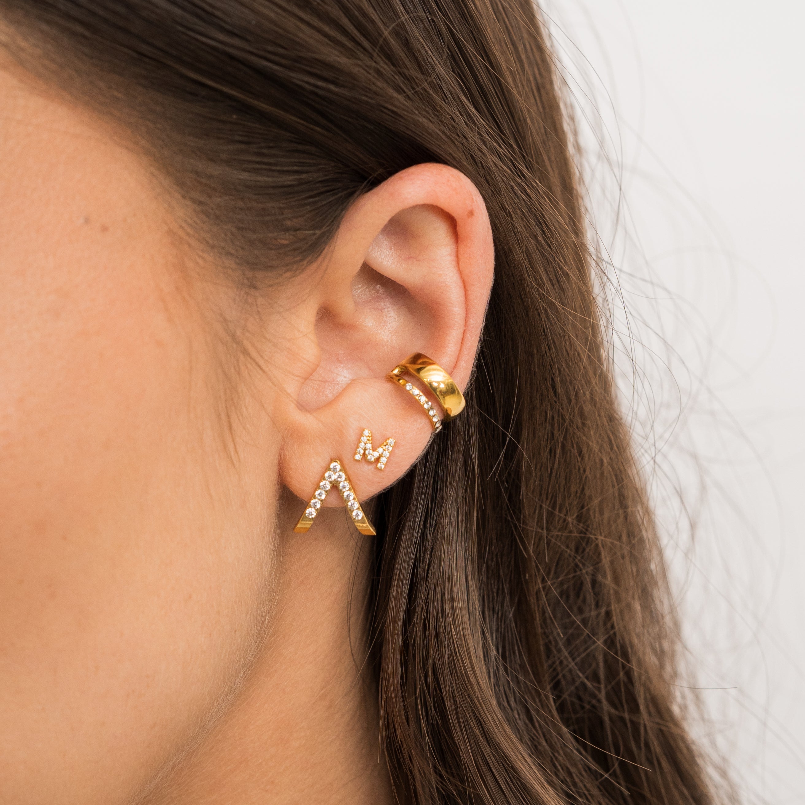 Waterproof Gold Diamond V Studs