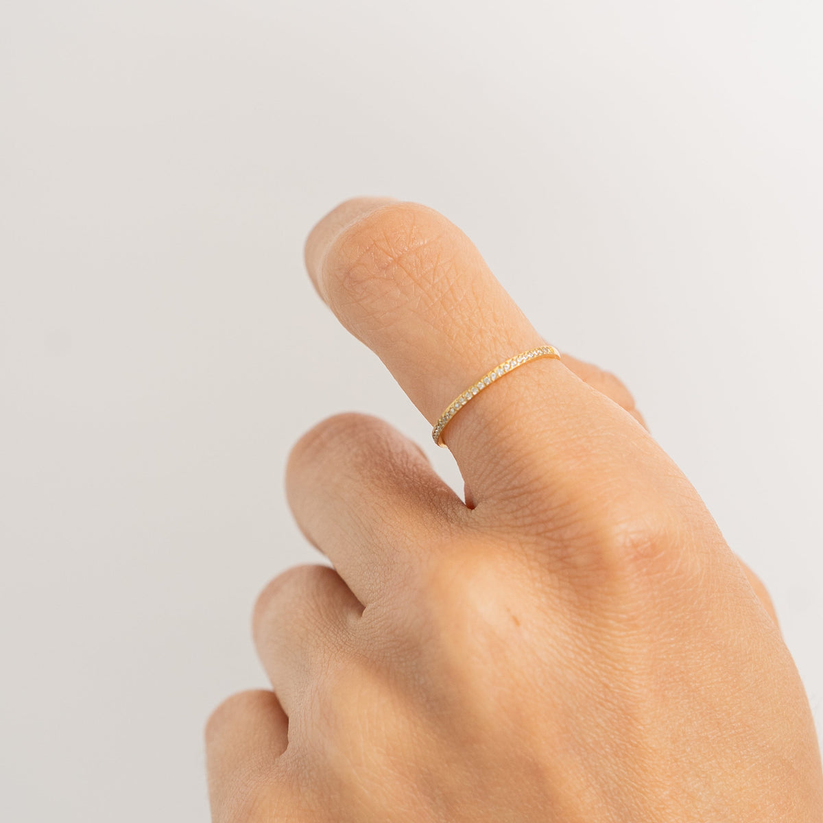 Waterproof Gold Dainty Tennis Ring Band
