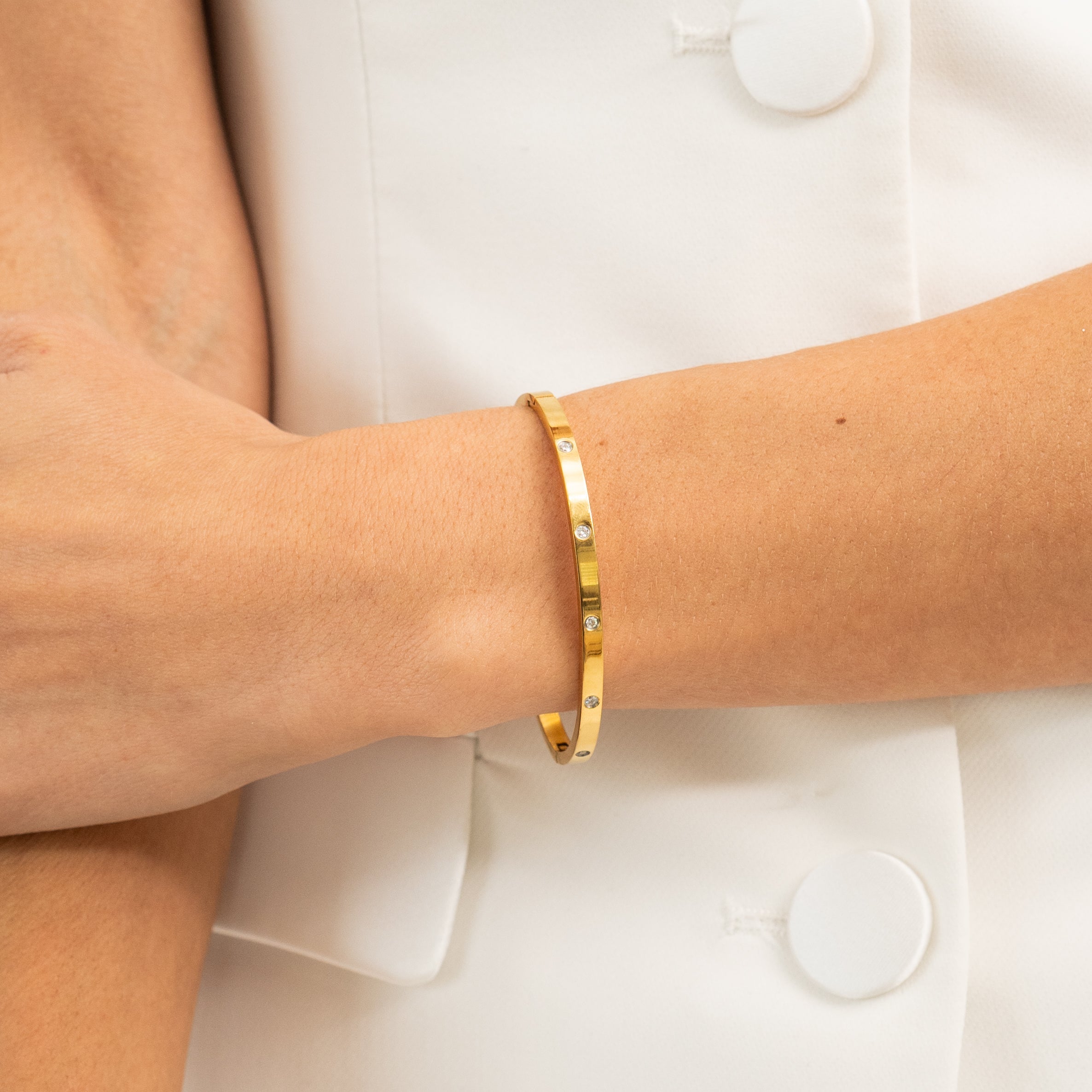 Waterproof Gold Diamond Bangle