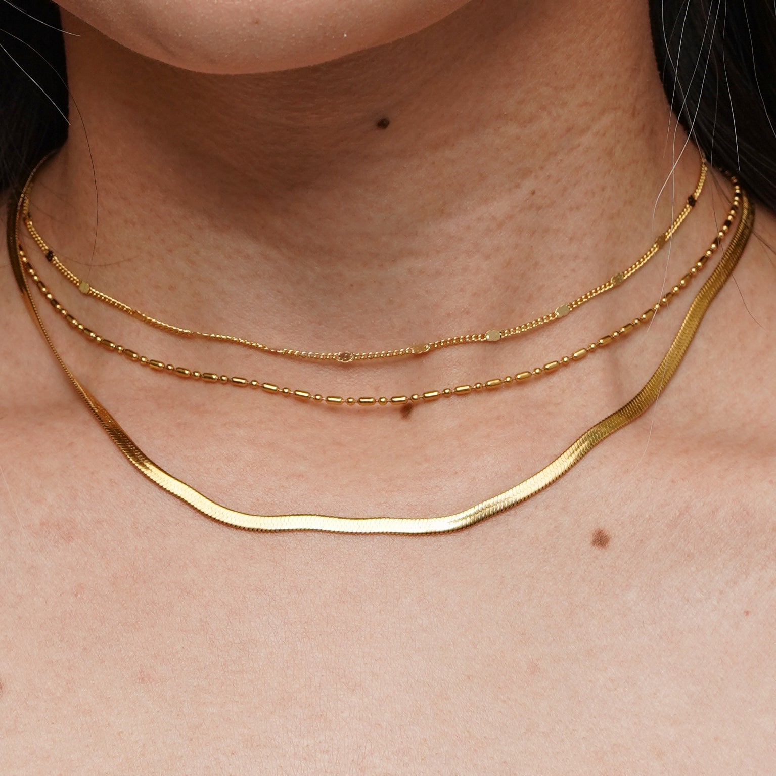 18K Gold Dainty Layered Reflective Choker