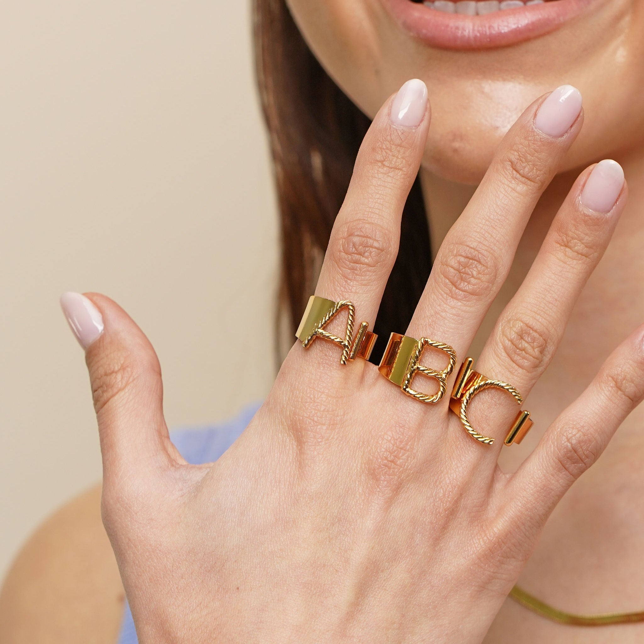 24K Gold Aspen Initial Ring Set X 16