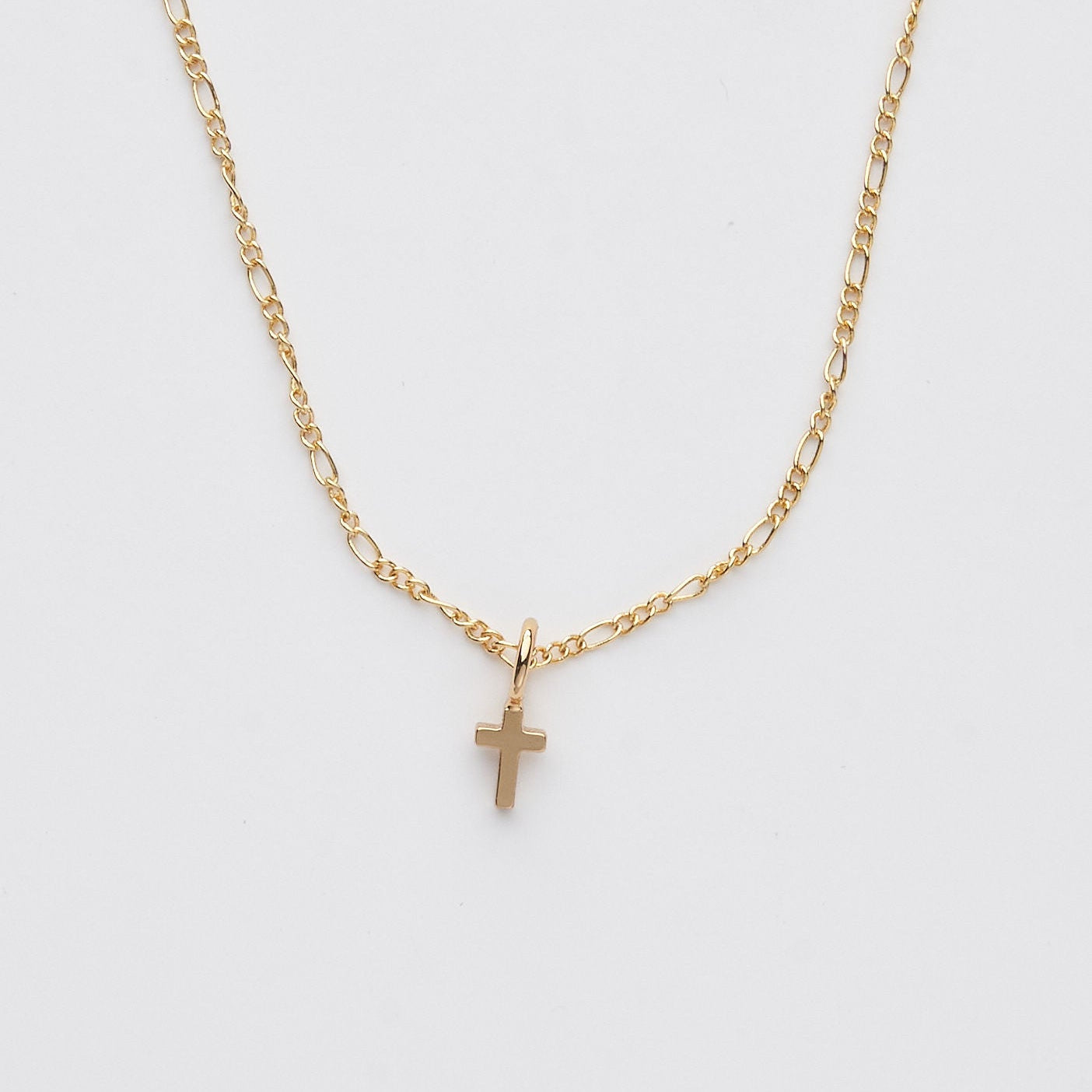 24K Gold Dainty Cross Pendant Necklace