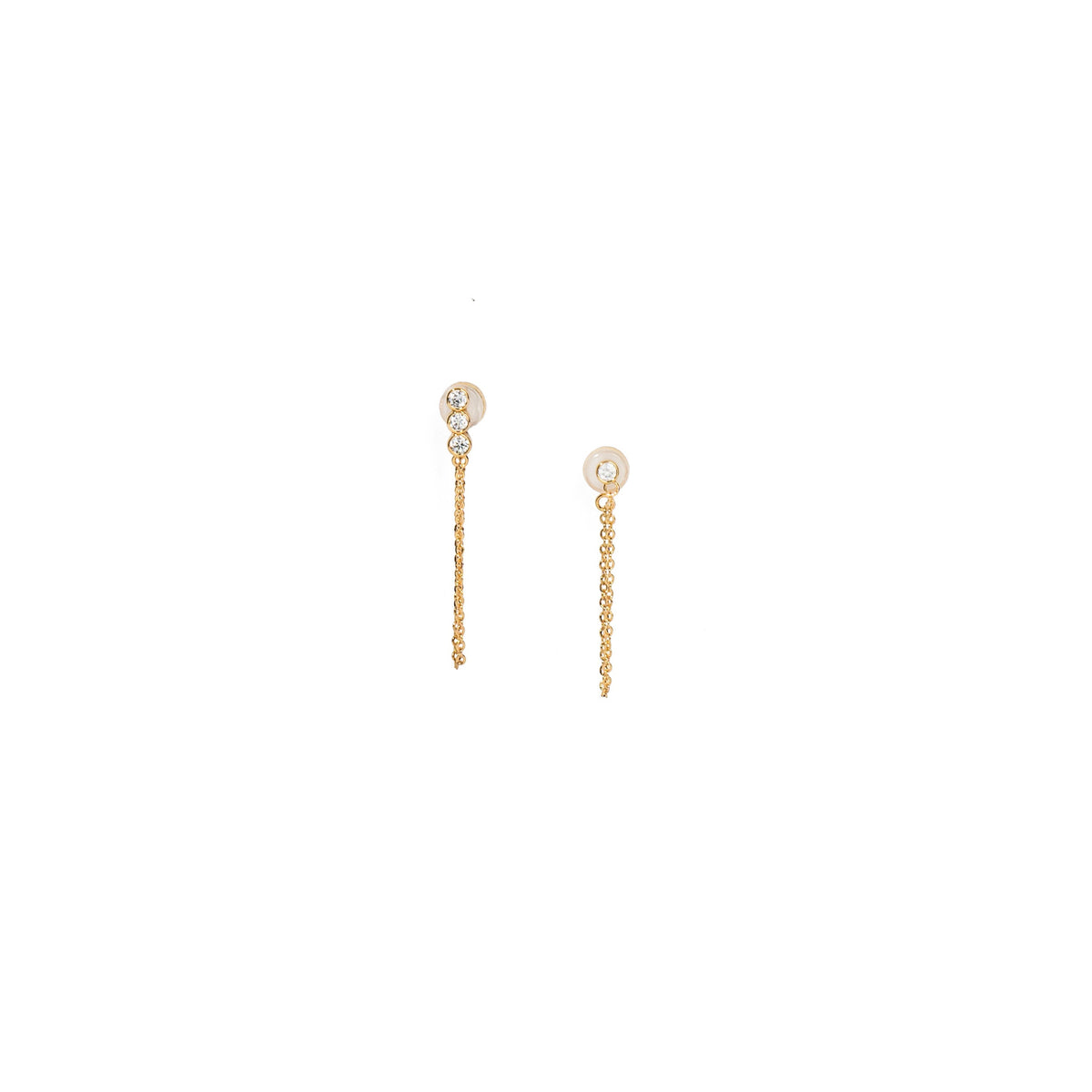 18K Gold Crystal Chain Earring Set