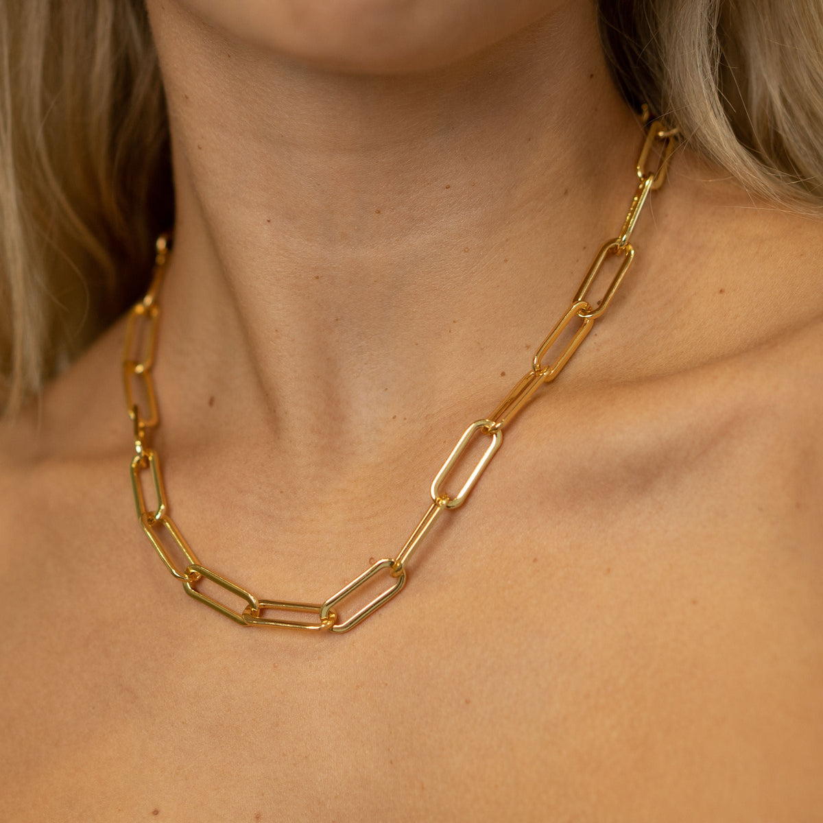 18K Gold Chunky Paperclip Chain Necklace