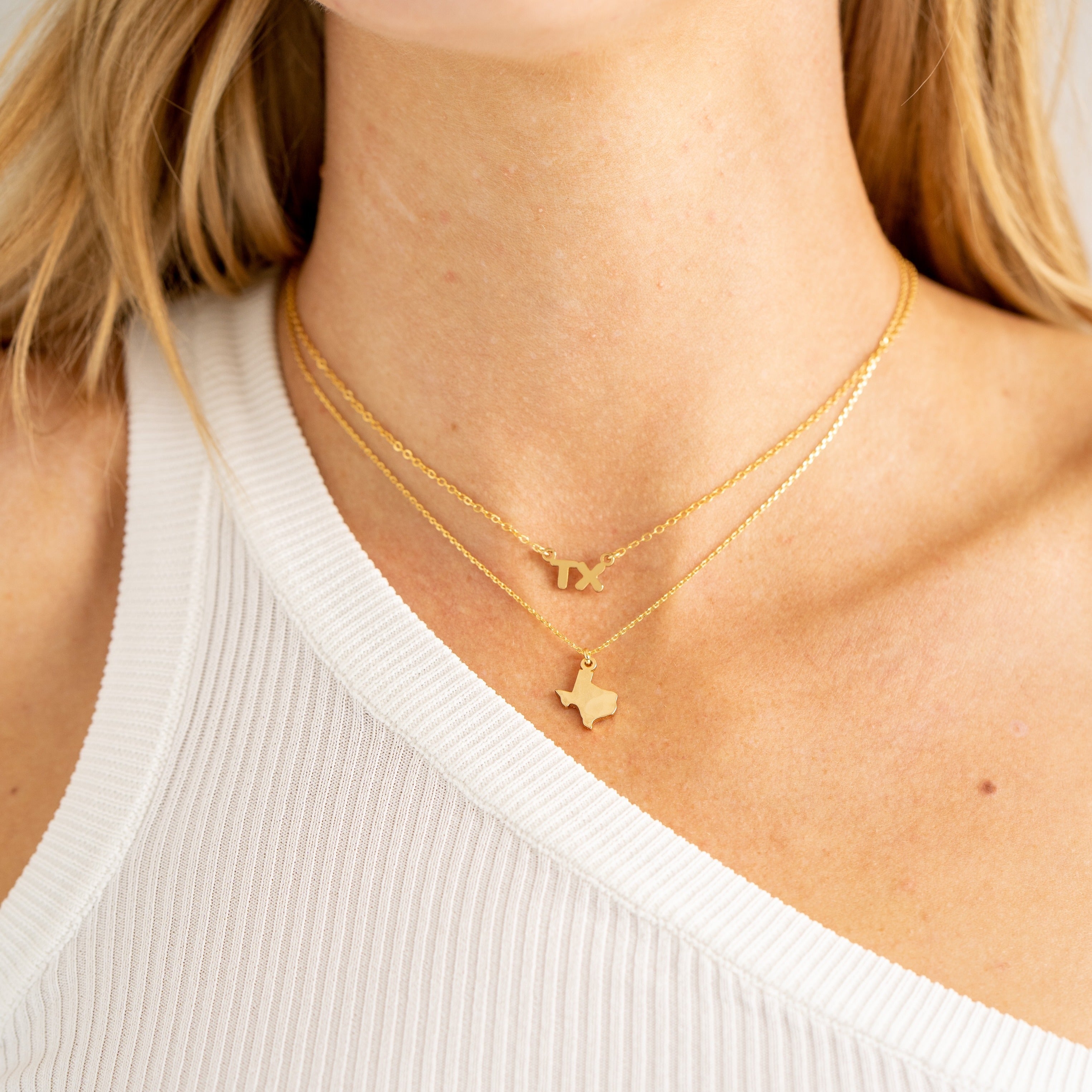 24K Gold Texas Initial Necklace
