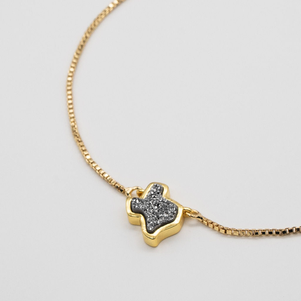 18K Gold Texas Druzy Bracelet in Silver