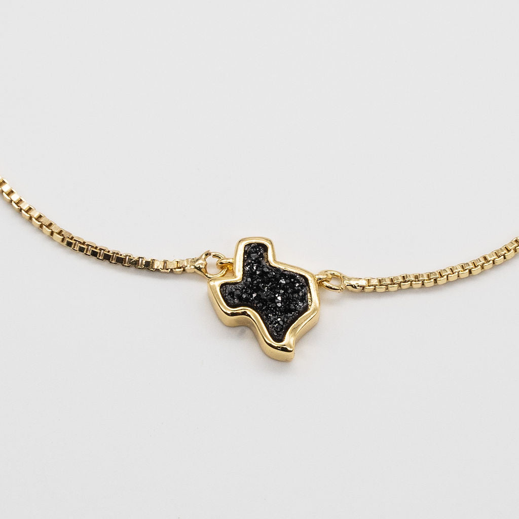 18K Gold Texas Druzy Bracelet in Black