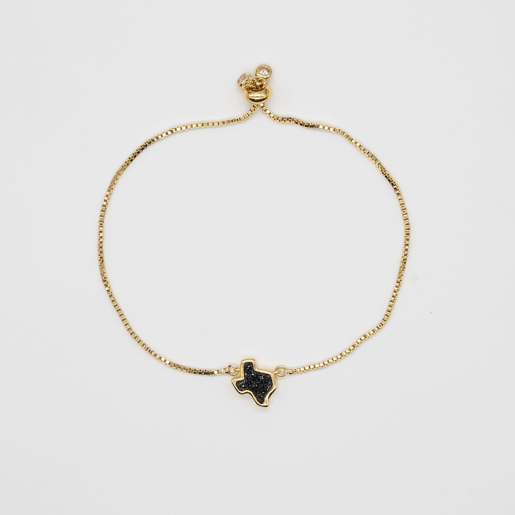 18K Gold Texas Druzy Bracelet in Black