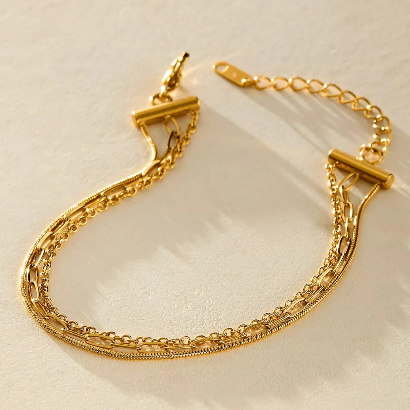 Waterproof Gold Dainty Triple Layered Anklet