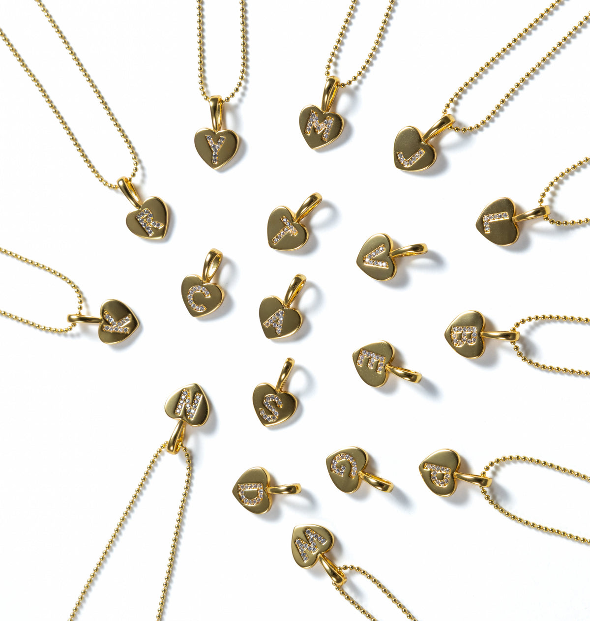 Heart Initial Necklace Set of 16