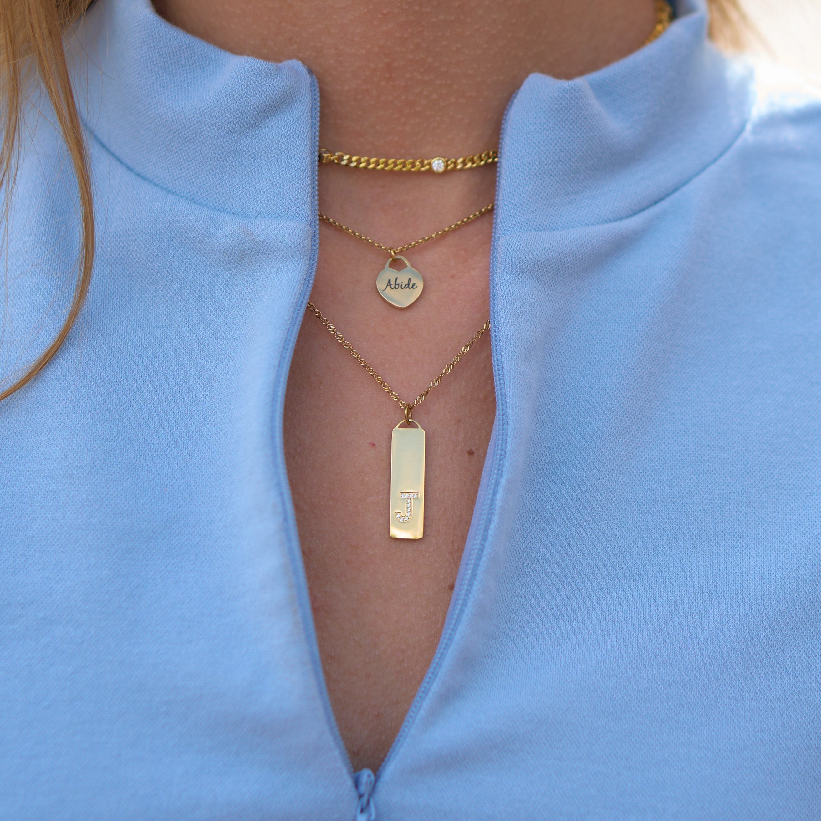 Waterproof Gold Initial Bar Pendant Necklace - Set of 16