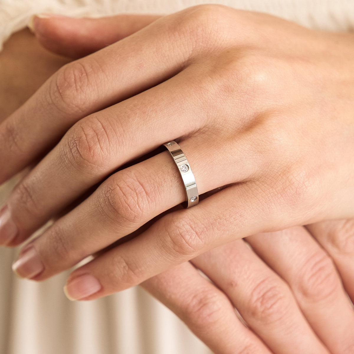 Waterproof Silver Tennis Ring Band