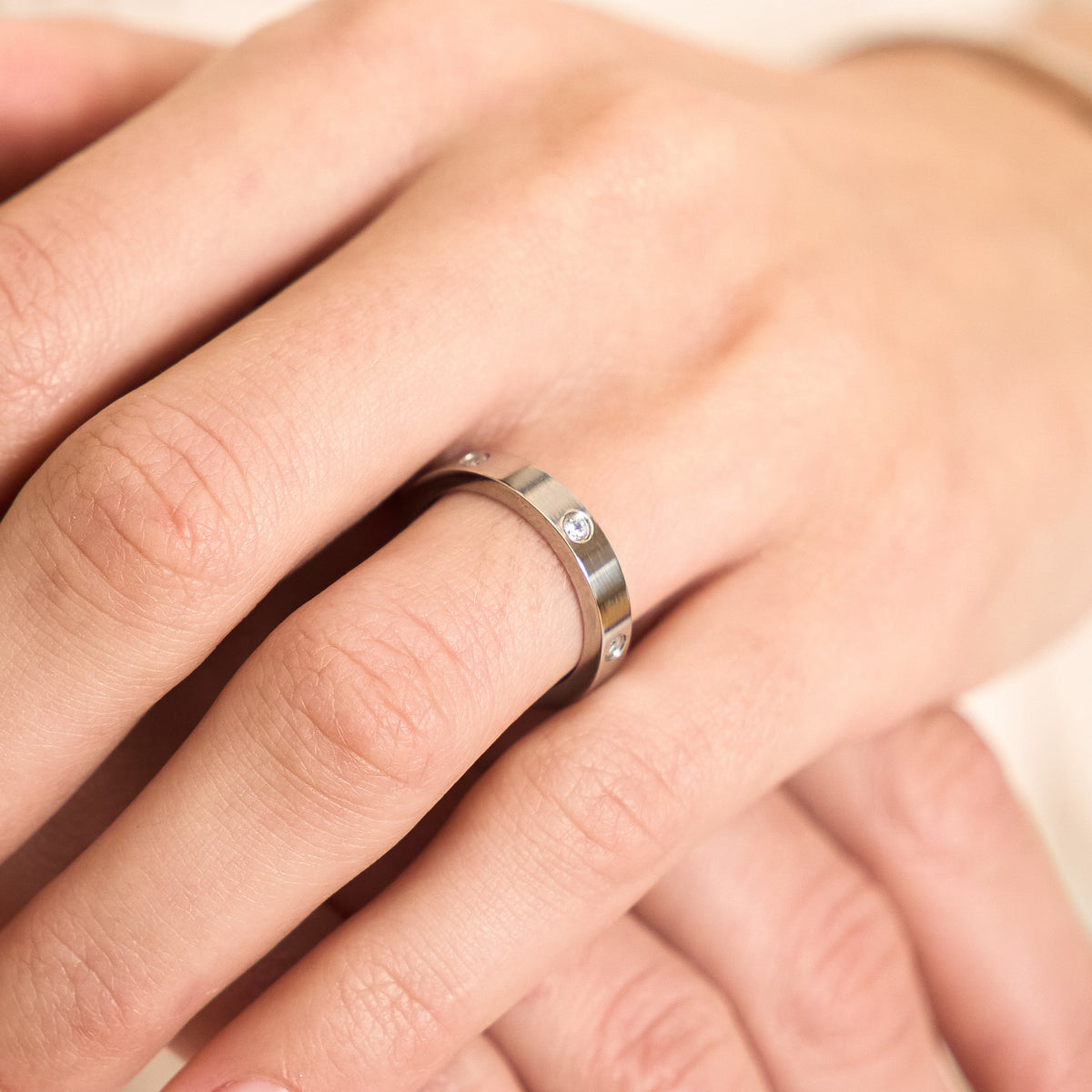 Waterproof Silver Tennis Ring Band